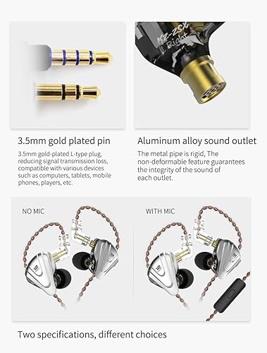 Miniatura 7 de KZ ZSX 1DD+5BA Híbrido HiFi Estéreo Aislamiento de Ruido Deportivo IEM AuricularesAuricularesAuriculares con Cable Desmontable (Sin MIC, Cian)