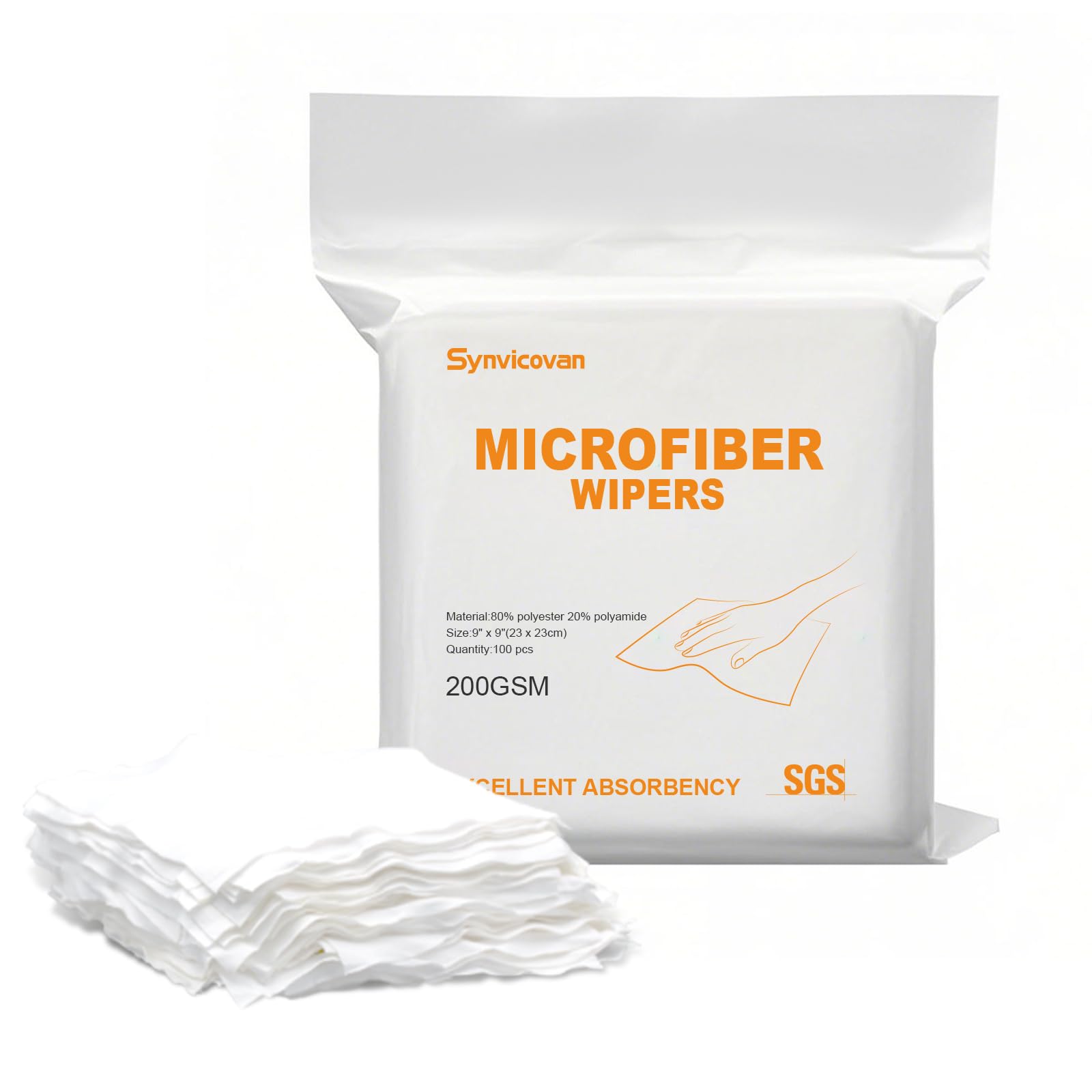 Microfiber Wipes 9x9 100 Pcs Class 100 200GSM Superfine Lint Free Cloths Cleaning and Drying Cloths Reusable Ultra