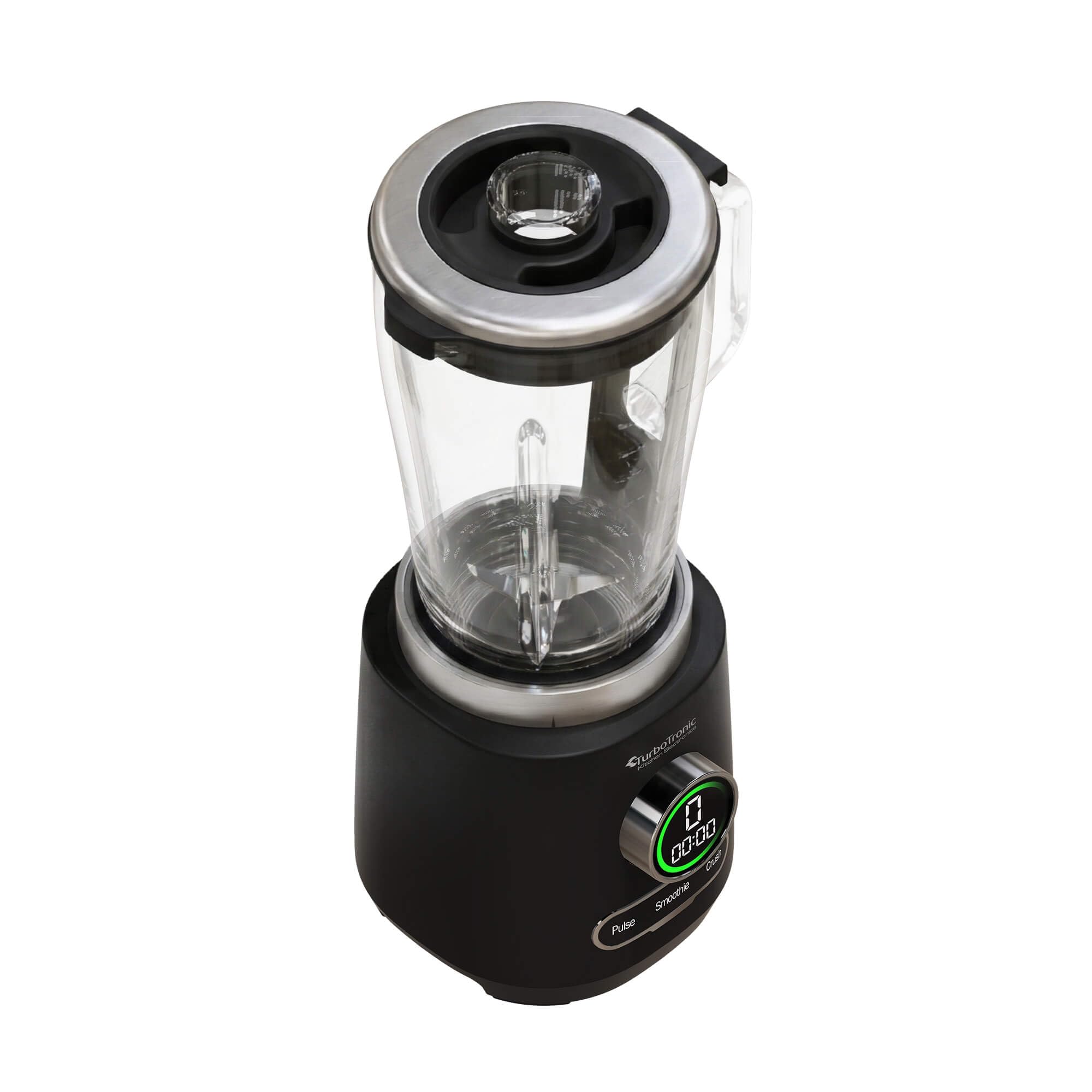 TurboTronic Standmixer - BG7-2100 Watt (25.000 RPM) mit 2,0 L Glasbehälter Edelstahl, Glas Smoothie Mixer/Maker Ice Crush Funktion Milchshaker Blender BPA FREI