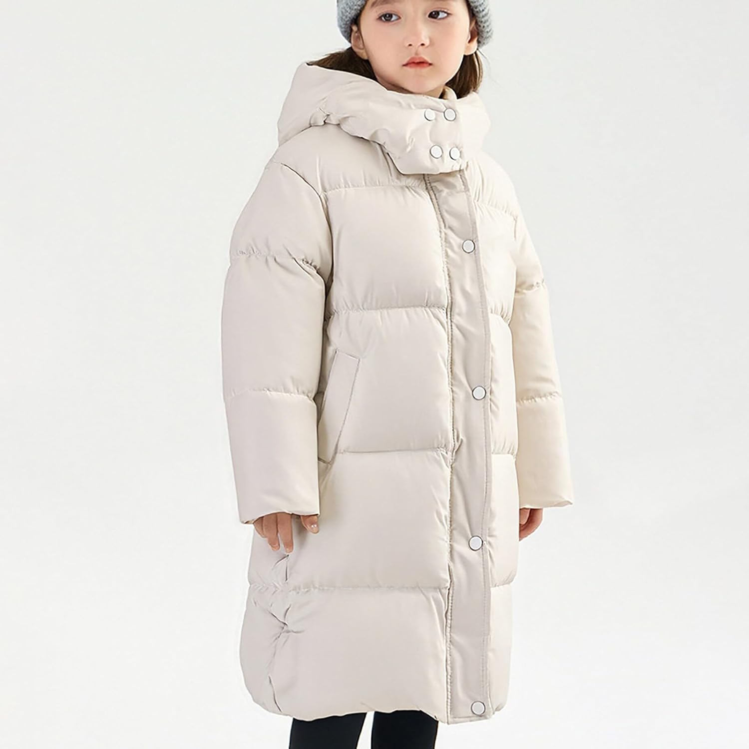 Teen Girls Long Puffer Jacket Kids Waterproof Warm Hooded Winter Down Dress Coat Toddler Windproof Snow Parka Outerwear