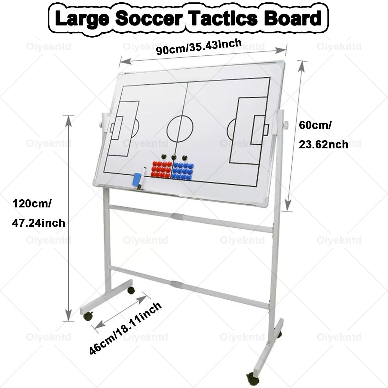 Grande lavagna magnetica per allenatori di calcio, basket, tattiche fronte/retro, con ruote per allenamento quotidiano, lavagna strategica portatile per squadre