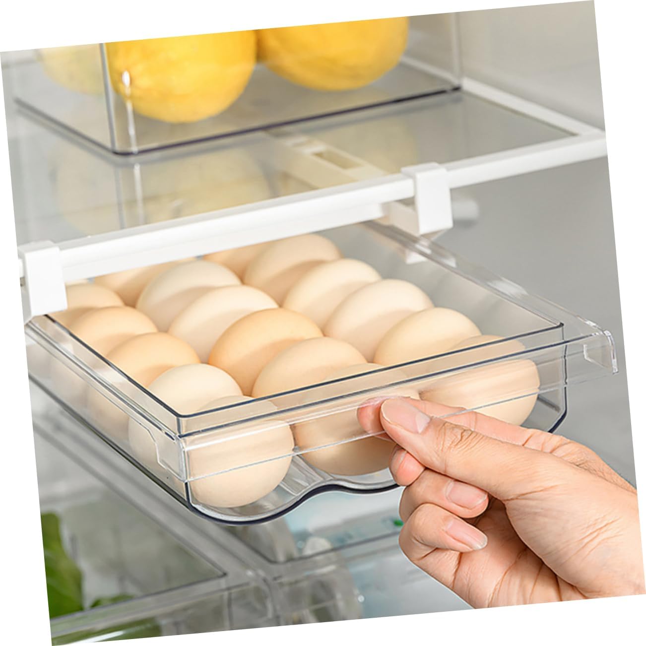 Deep Drawer Organizer Kitchen Organizing Bins over Fridge Storage Storage Bin Egg Containers for Fresh Eggs Pull Out Refrigerator Drawer Organizer