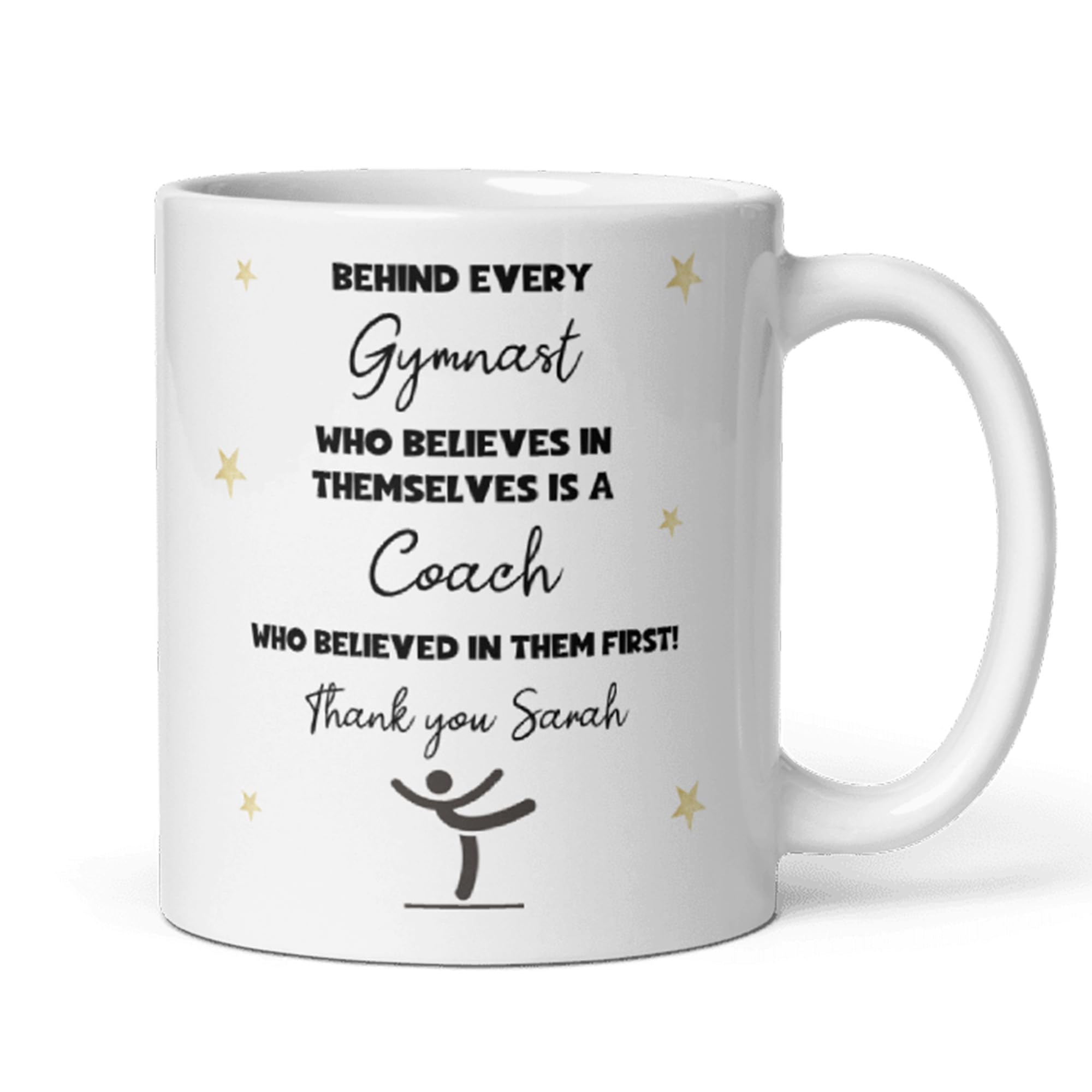 Confidently Quirky - Personalised Gymnastics Thank You White Mug, Behind Every Gymnast Mug, Gym Coach Gift, End of Term Gymnastics Coach Present, Gymnast Thank You Cup
