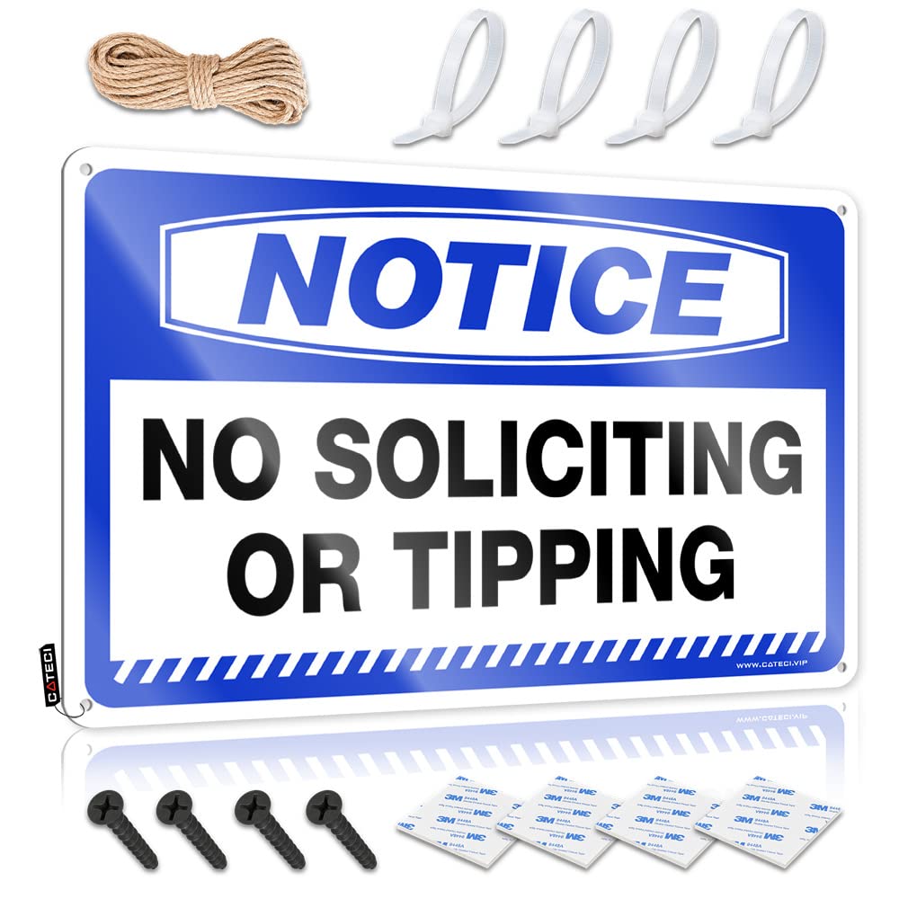 STWNVOITV Home Bar Decor Notice No Soliciting Or Tipping Tin Sign Man Cave Decorations Man Cave Wall Decor(30X40CM)