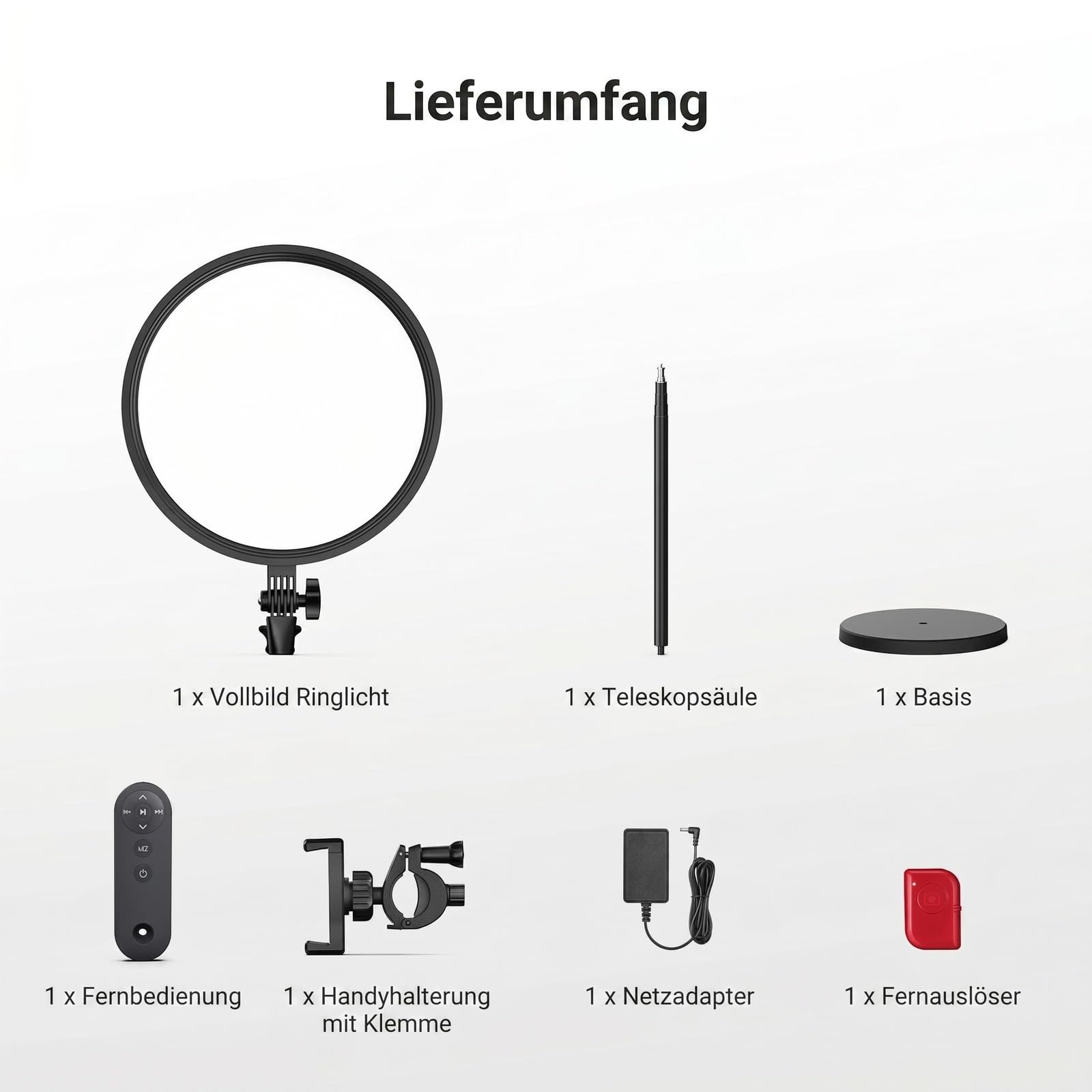 NEEWER BASICS 13" 45W Ringlicht mit 66" Ständer, 3000K-6500K CRI95+ großes Vollbild LED Panel Licht mit Handyhalterung/Fernbedienung für Videoaufnahmen Selfies Streaming Makeup Studiofotografie, BR45B