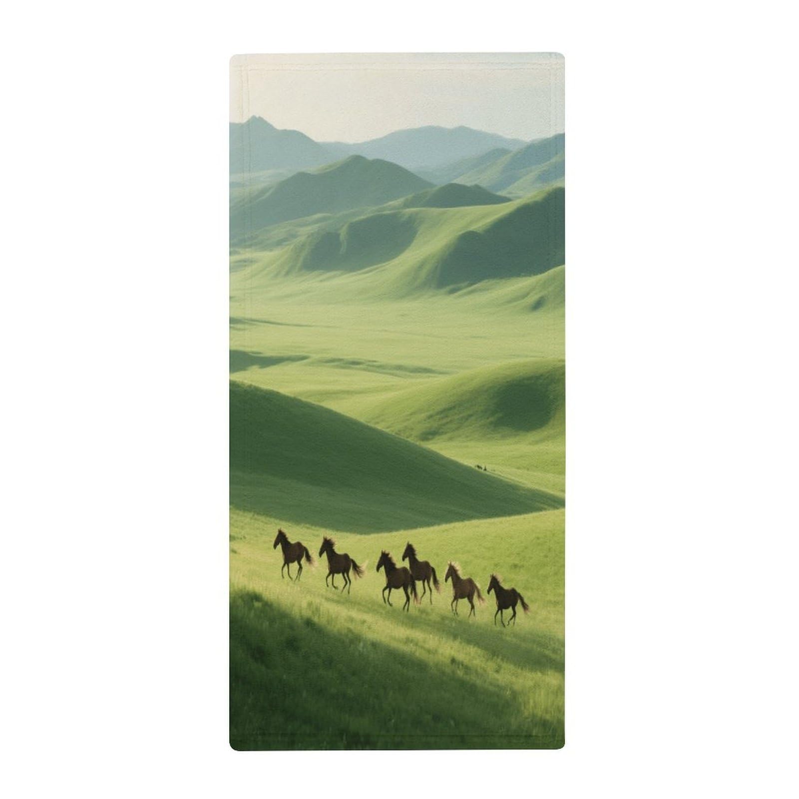 Fekiloot Style Grassland Horses Towels For Bathroom, Bath Towels 13.8 X 28.7 Inch, Hand Towel Multipurpose Use As Bath Fitness, Bathroom, Shower, Sports, Yoga Towel