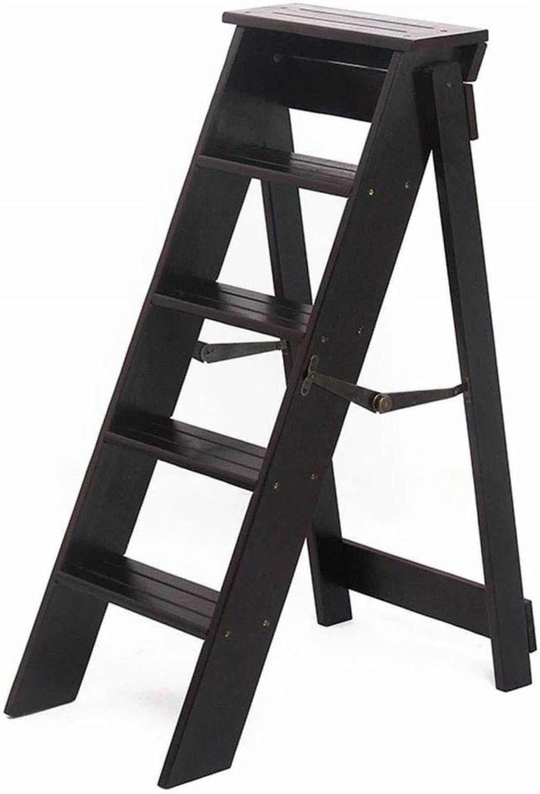 CNPRAZ Silla escalera de madera robusta convertible en taburete plegable doméstico
