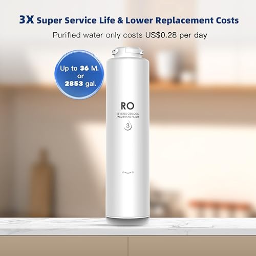 Miniatura 2 de Slevoo Filtro de sistema de ósmosis inversa, filtro RO de repuesto para sistema de ósmosis inversa F3 1000 GPD debajo del fregadero, 36 meses de