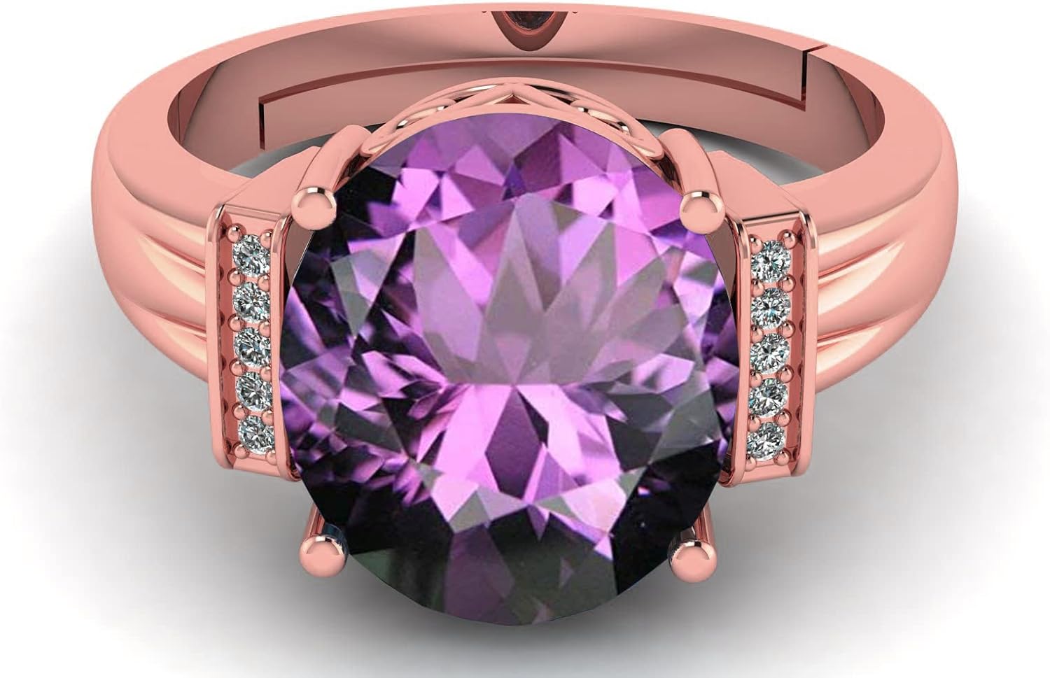 LMDPRAJAPATIS 5.25 Carat Natural Amethyst Stone Astrological Purpose Rose Gold Ring