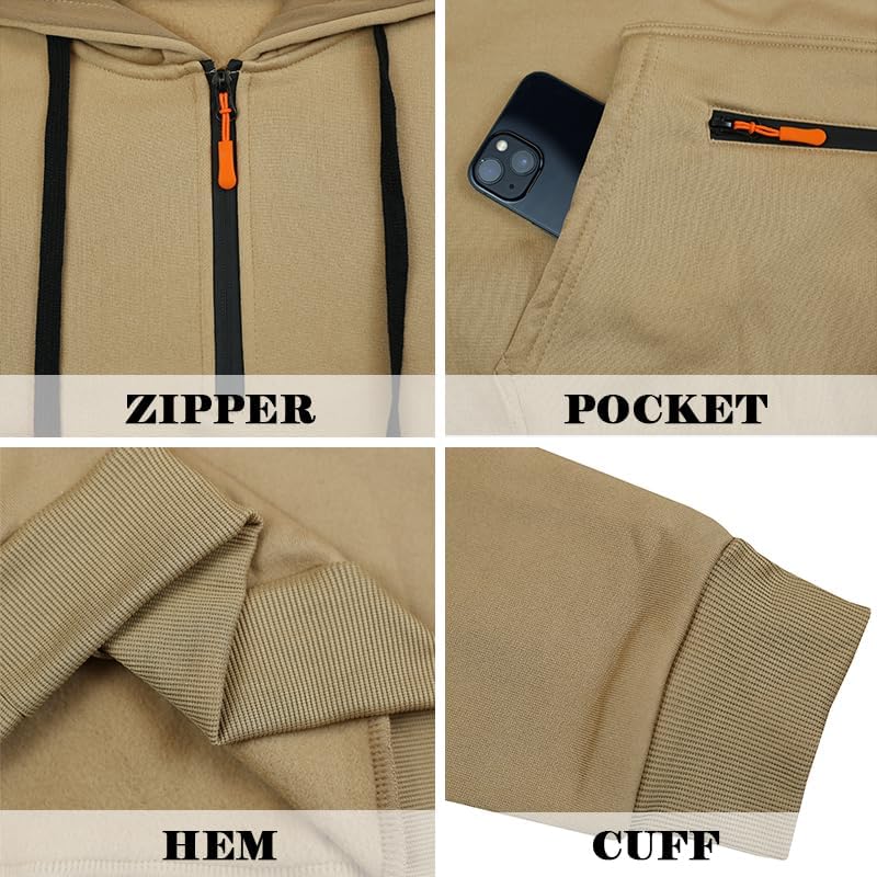Men's Fleece Hoodie Sweatshirts Workout Athletic Hoodies Long Sleeve Quarter Zip Pullover Sweatshirt with Kanga Pockets - Image 6