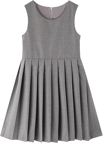duxyoz Girls School Uniform Jumper Pinafore Pleated Dress Kids Classic School Dress Plain Casual Suspender Dresses Sleeveless Students Team Uniform Dresses Up Preppy A Line Twirly Sundress