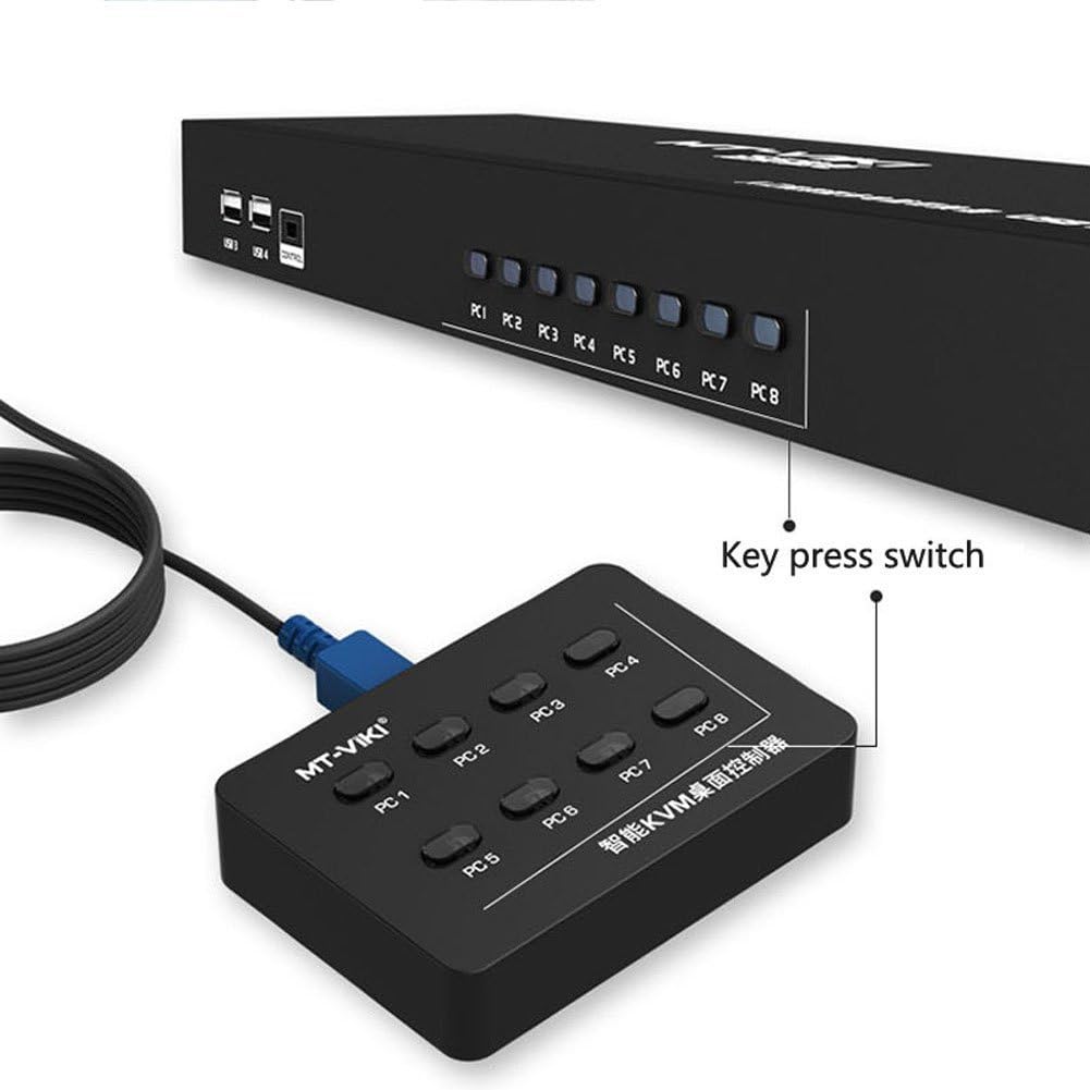 Product Deal Smart KVM Switch, 8 Port Manual Key Press dvr Switch VGA USB Remote Extension Switcher Console with 8pc Original Cable Suit for 6 Port KVM kvm switches