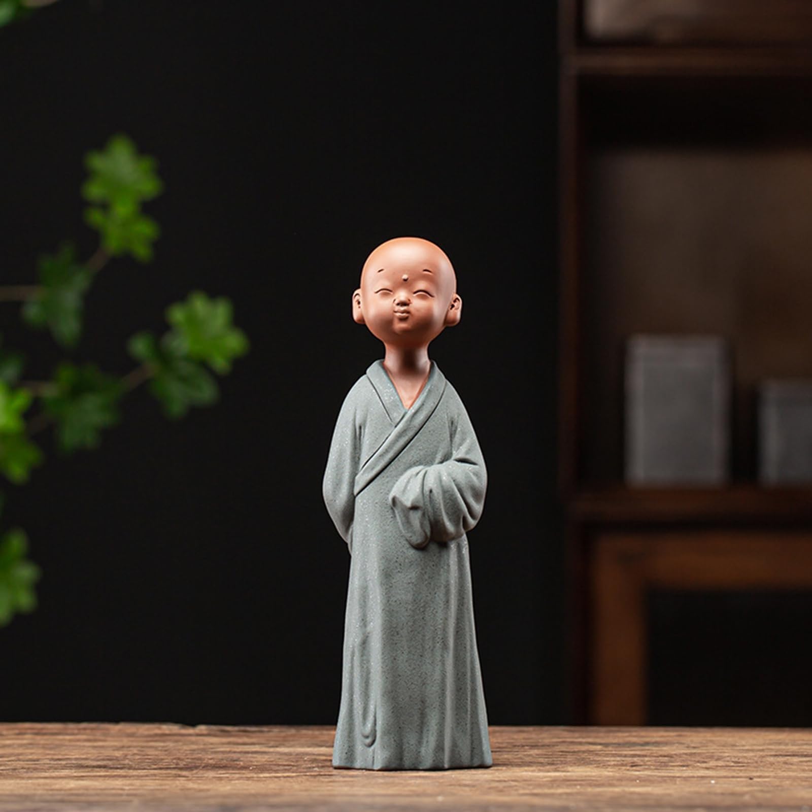 YUZDNM Chinese Little Monk Statue, Ceramic Zen Meditation Buddha Figurine for Peace, Home Office Tea Table Decor(#3)
