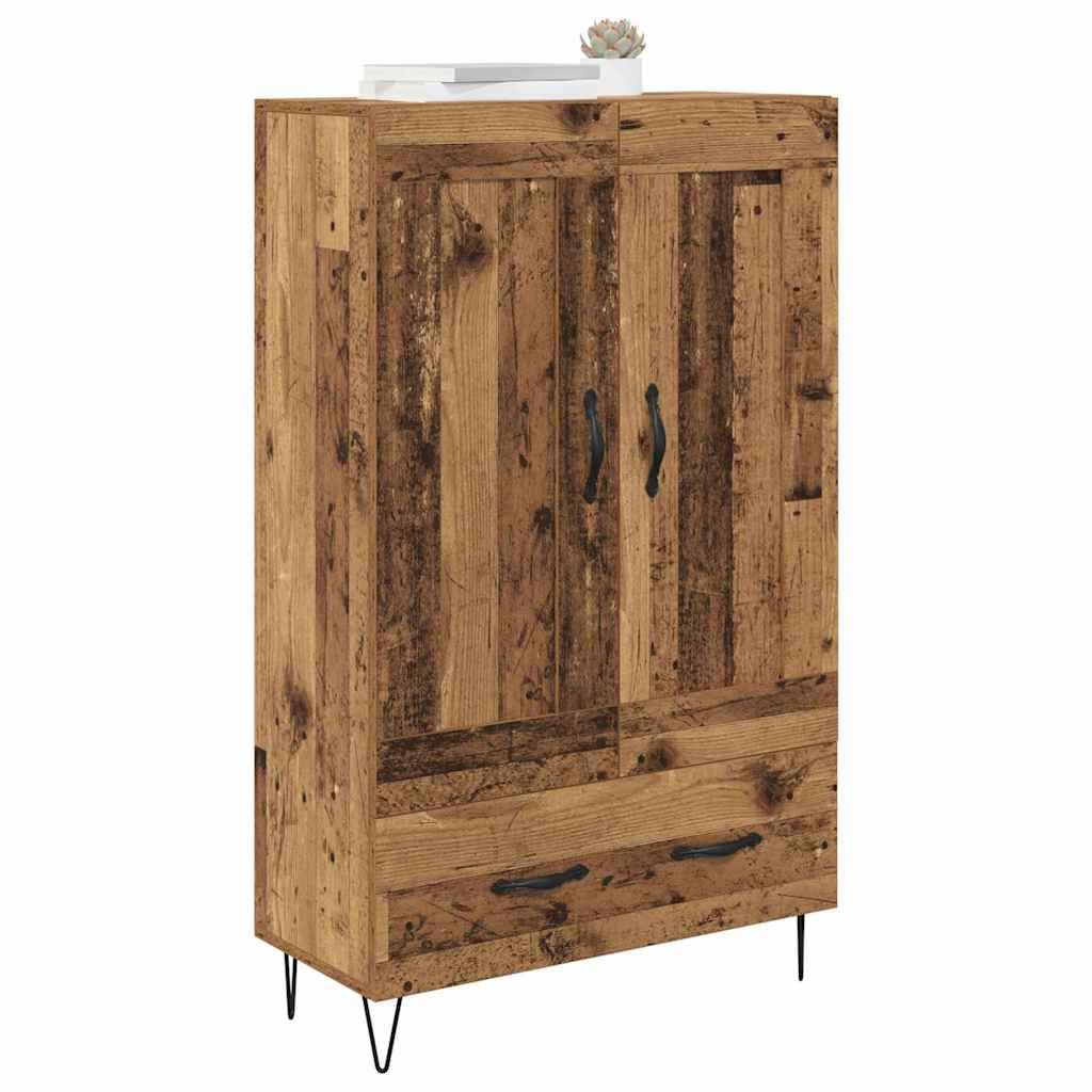 vidaXL Highboard Old Wood 69.5 x 31 x 115 cm Engineered Wood, Modern Highboard, Elegant Storage Unit, Spacious Cabinet, Durable Indoor Organizer, Rectangular Furniture for Living Room