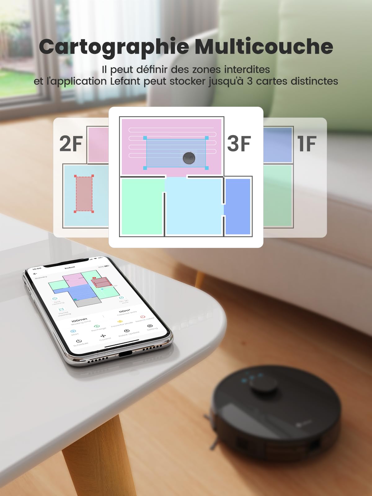 Lefant Robot Aspirateur Laveur 5500Pa Aspiration, Navigation LiDAR, Cartographie Multi-étage, Zones Virtuelles, Aspirateur Robot Connecté Alexa/APP/WiFi, Idéal pour Poils d'animaux Tapis Sols Durs