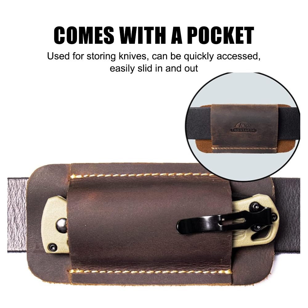 Funda de Cuero para Cuchillo, Soporte Plegable para Cuchillo de Bolsillo, Funda compacta para cinturón con Hoja de 5 Pulgadas
