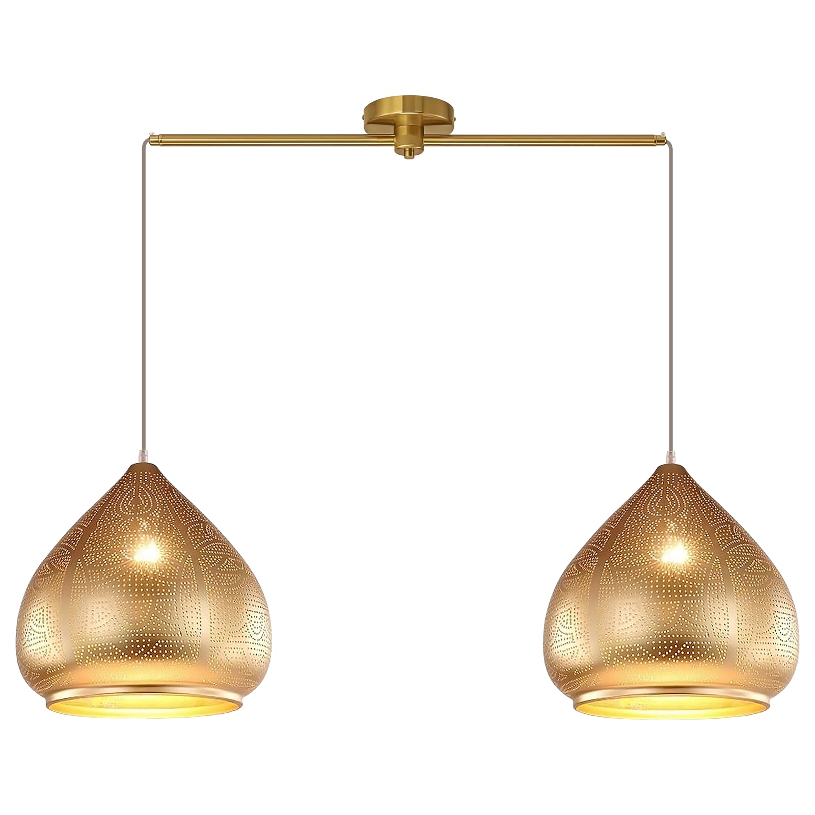 Gold Moroccan Pendant Light 2-Light Moroccan Dome Hanging Light