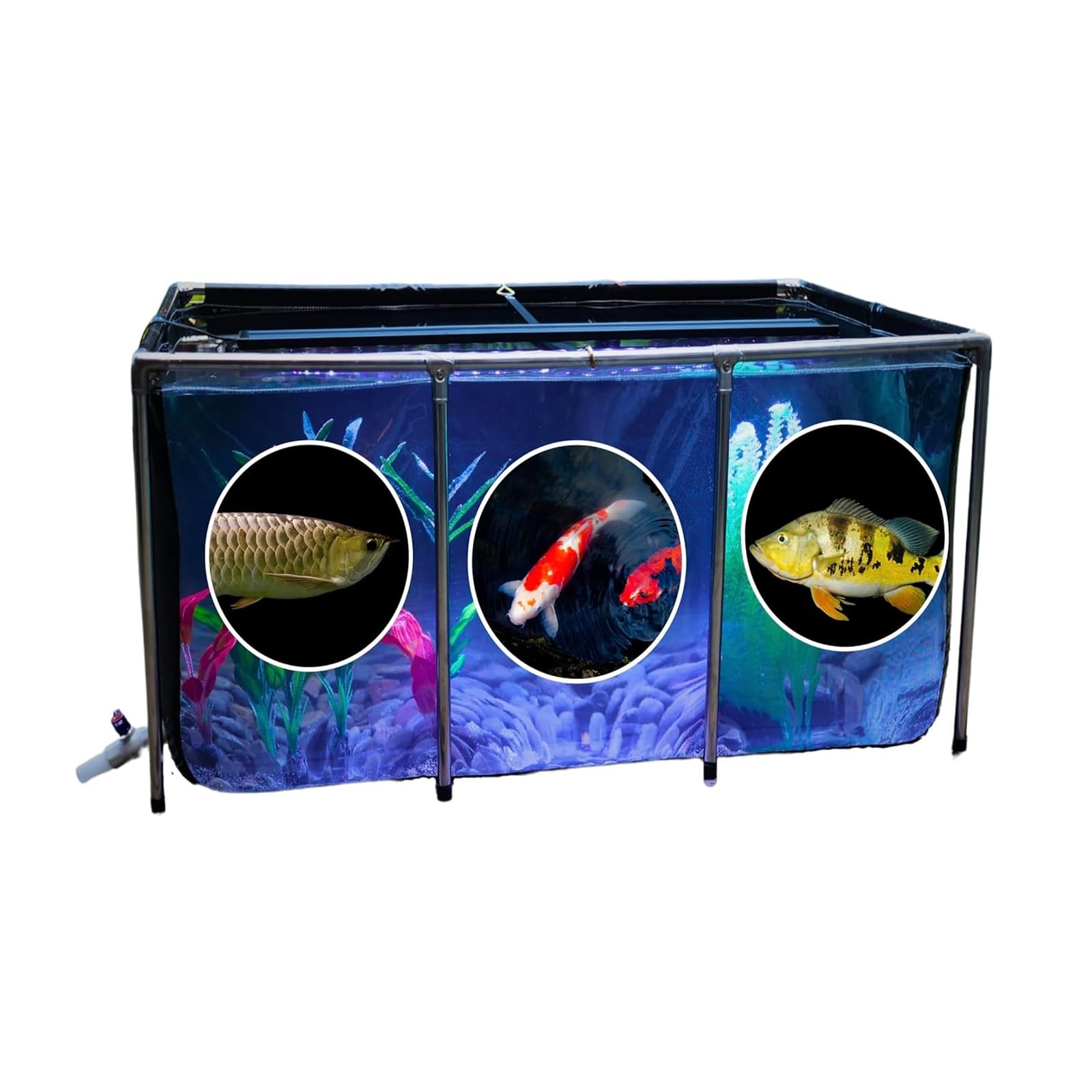 Generico Acquario per laghetto da Interno in Tela autoportante con Finestra in PVC Trasparente - Habitat per Tartarughe, Carpe Koi e Pesci Rossi di Facile Montaggio (120x80x51 cm) per Arredamento e v