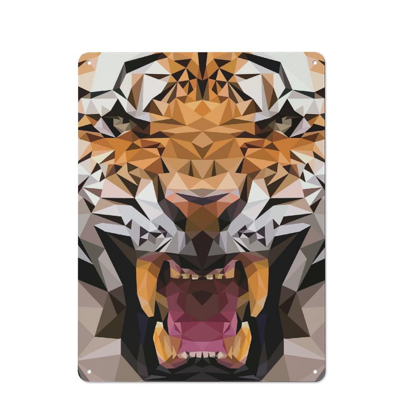 Junmoney Face Tiger 3D Retro Metal Plaque 40X30cm For Guest Room Or Hallway, Housewarming Present For People Styling Guest Room And Hallway