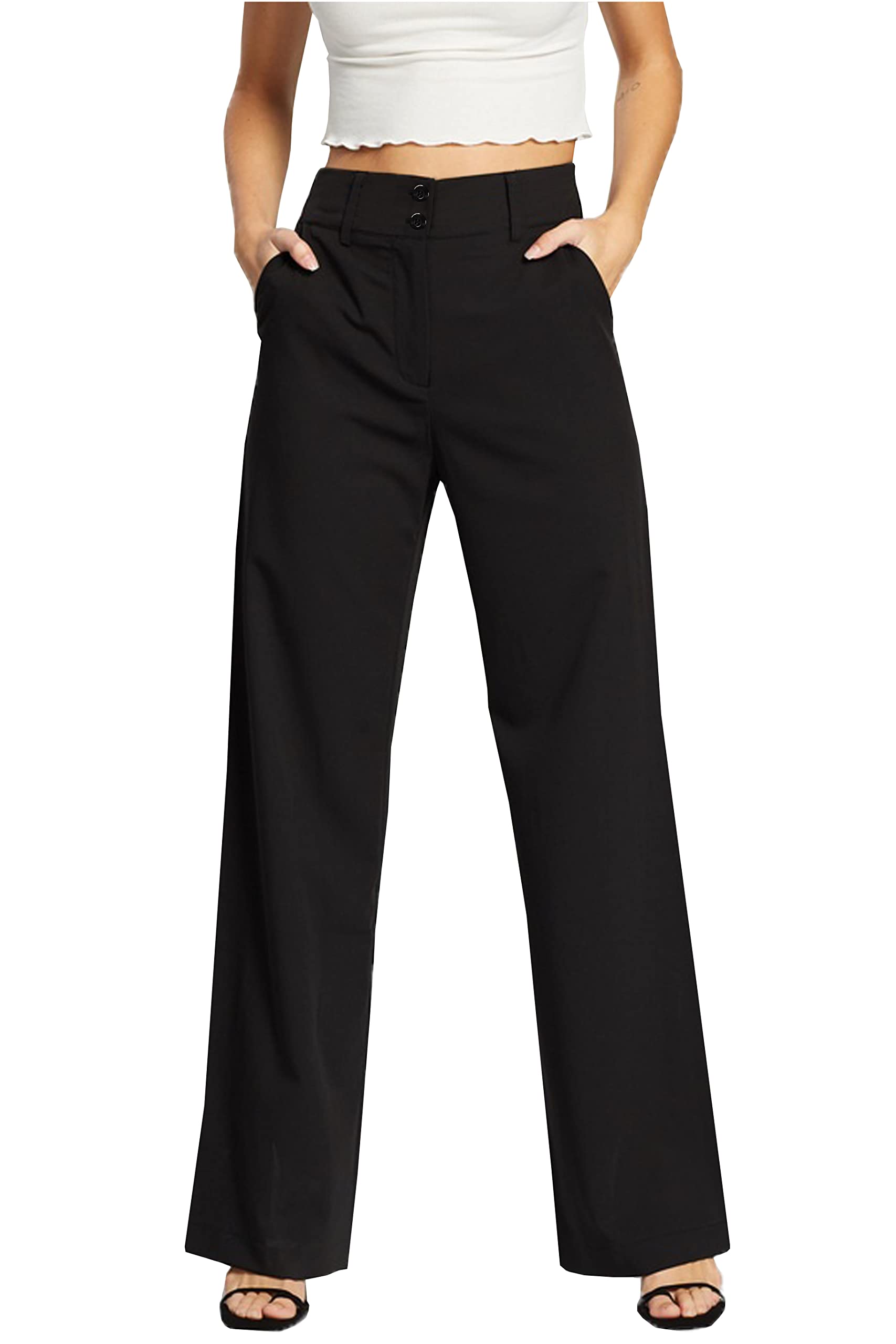 femiss Damenhose mit weitem Bein, maßgeschneidert, für Büro, Arbeit, elegant, formell, entspannte Passform