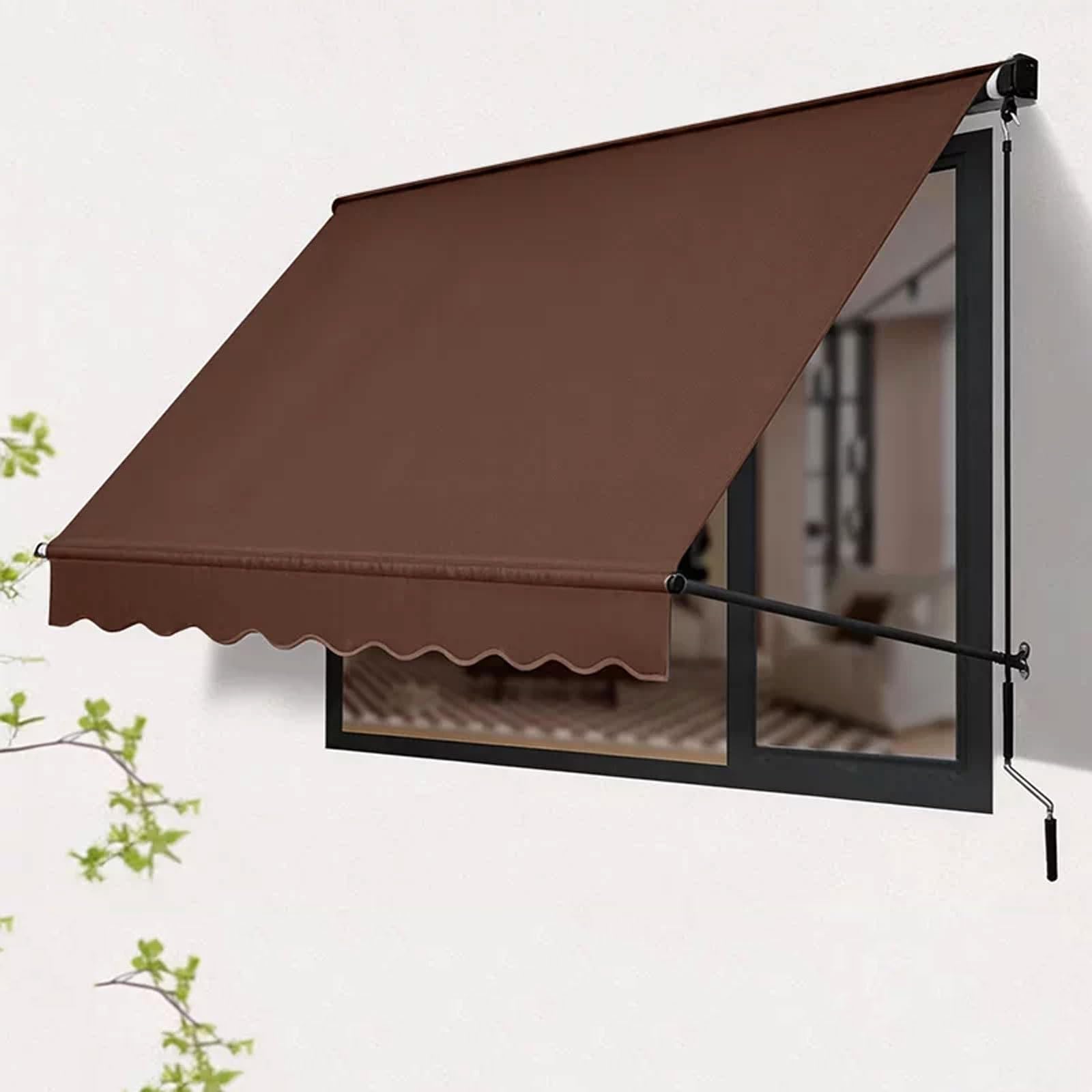 Toldo Retráctil Manual De La Manivela, Canopy Al Aire Libre De 5ft con Tela De Poliéster Resistente Y Marco De Aluminio Durable para La Protección De La Sombrilla De La Puerta del Patio