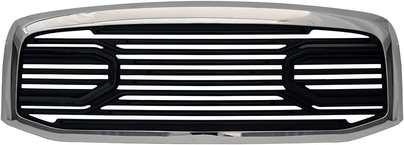 Paragon Front Grille for 2006-08 Dodge Ram 1500/2500/3500 - Chrome/Black RAM Style Grill Grilles with Mesh