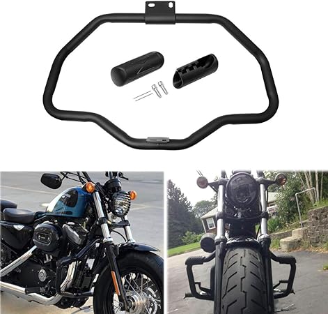 Amazon Aqimy バイク用 エンジンガード フロント クラッシュバー2004 2017年 ハーレー用 スポーツスター 1200 883 Xl 48 72 モデル対応 保護 マットブラック エンジンガード 車 バイク