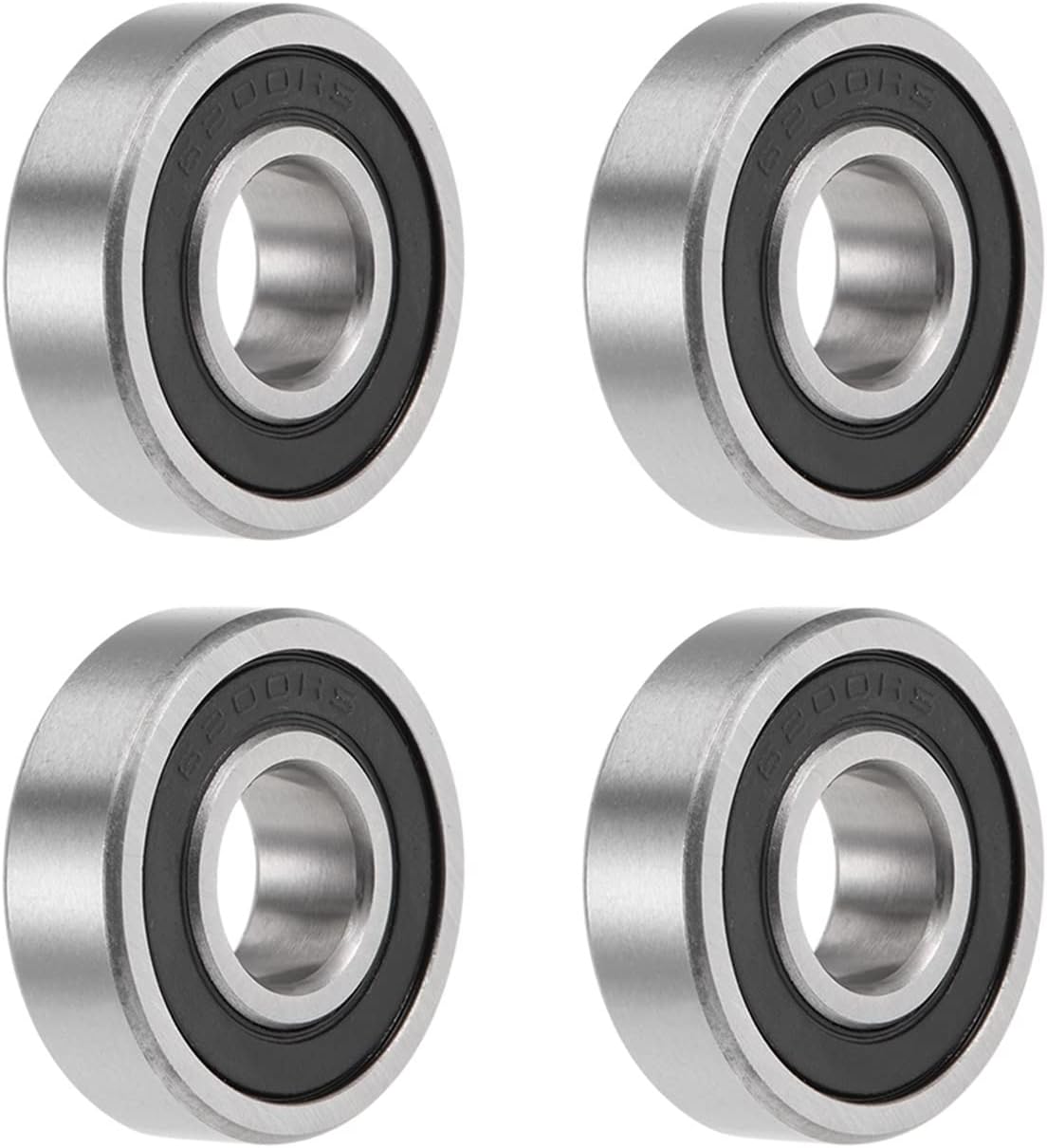 Youngran 4pcs 6200/12-2RS Deep Groove Ball Bearings 12mm x 30mm x 9mm Double Sealed Chrome Steel P0(ABEC1) Leisurely