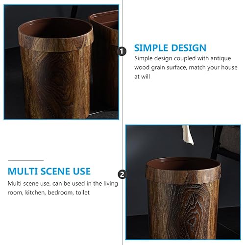 Miniatura 9 de Alipis Cubo de basura de madera con parte superior abierta, cubo de basura retro, contenedor de basura para cocina, oficina, hogar, baño, debajo del