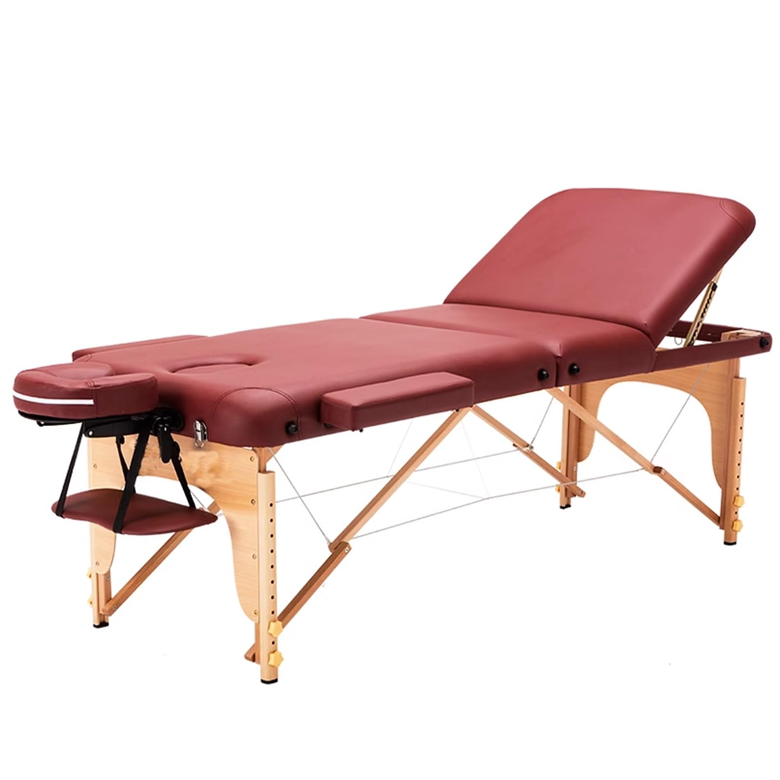 Lettino Massaggio Portatile Solo per Te Pelle Lettino Estetista Schienale e Altezza Regolabili Lettino Tattoo con Struttura Poggiatesta, Bracciolo, Zaino(Red)