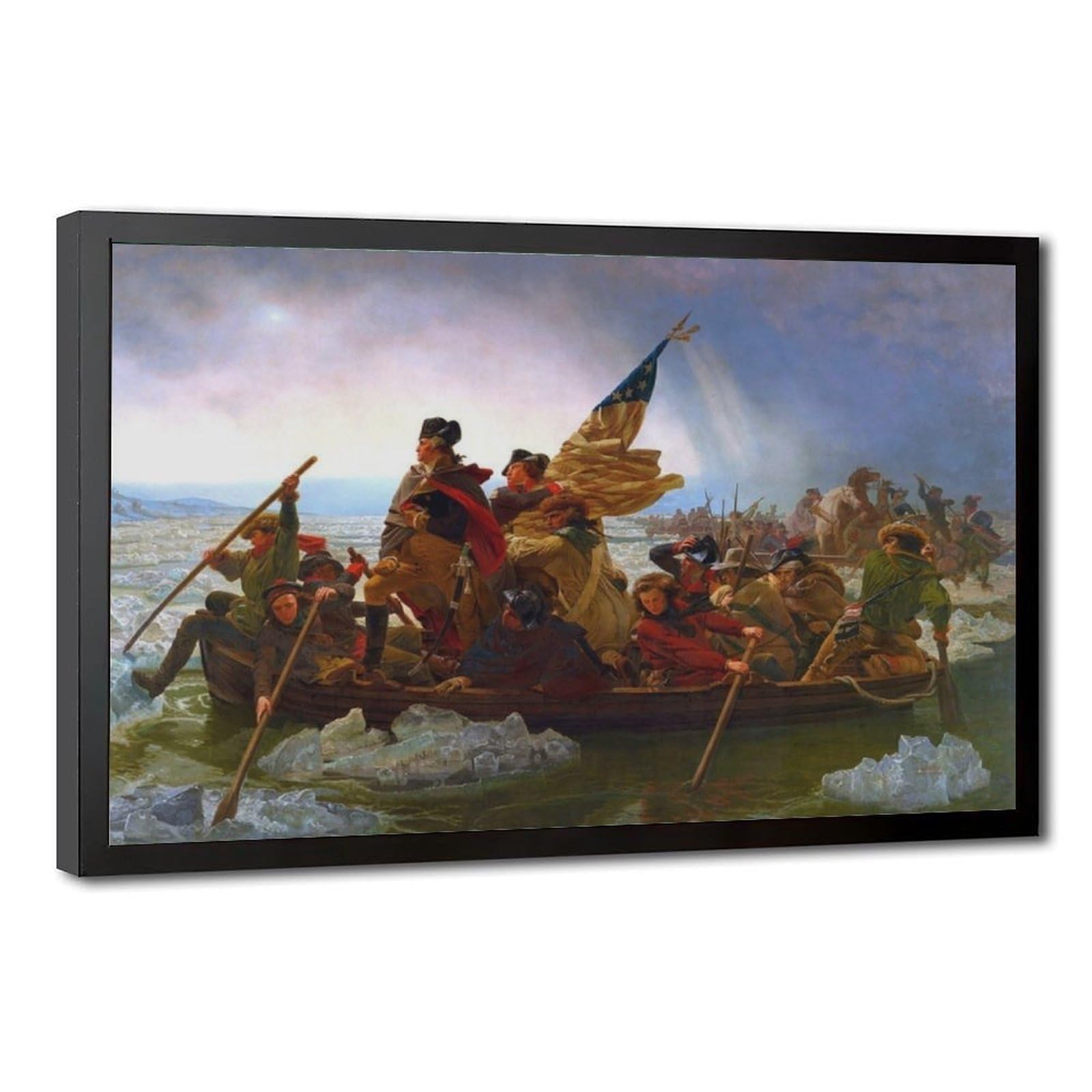 WCYB Washington Crossing The Delaware Emanuel Leutze Posters Prints Canvas Deco Paintings Wall Art Hangable Frame 12" L X 18" W