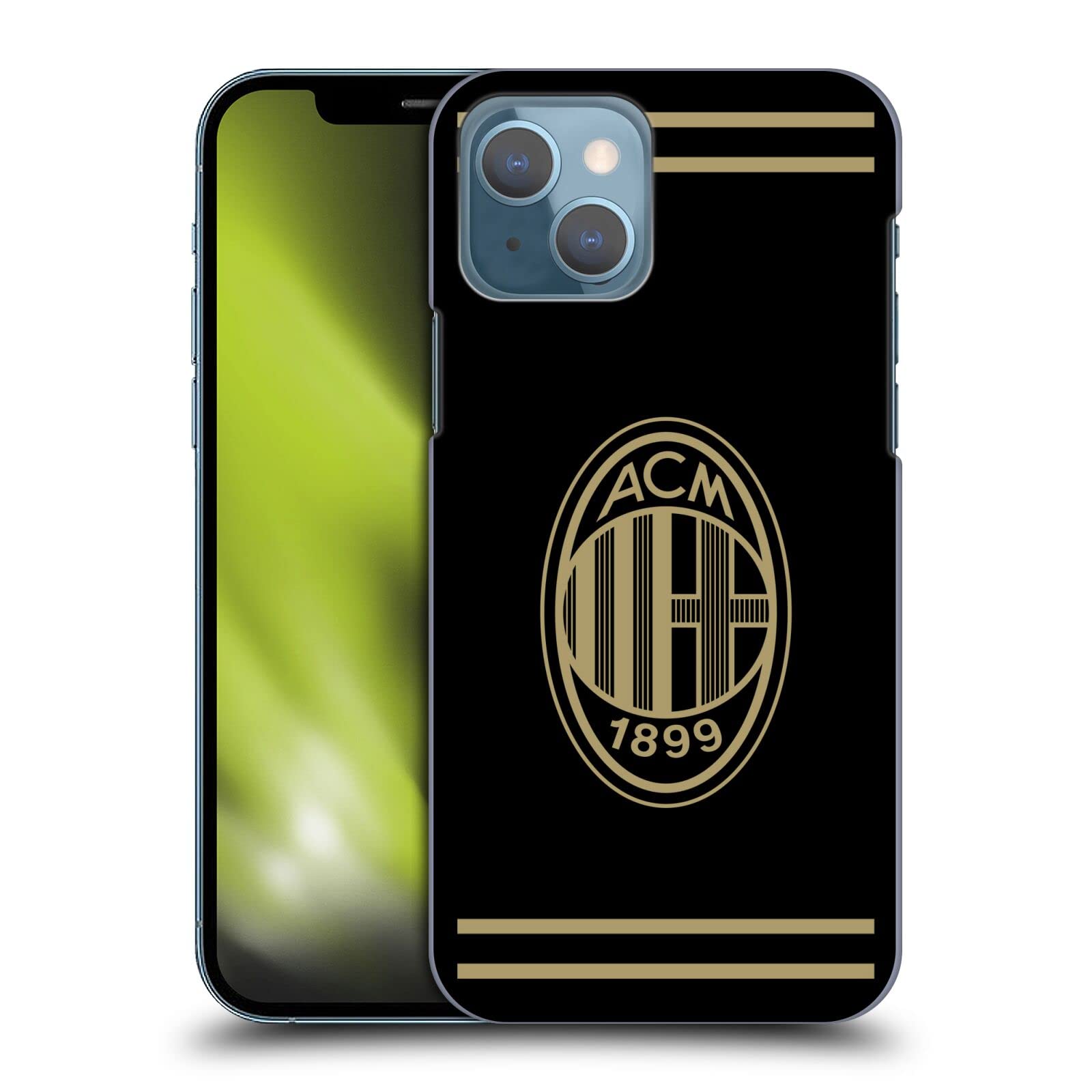 Head Case Designs Licenza Ufficiale AC Milan Nero E Oro Stemma Custodia Cover Dura per Parte Posteriore Compatibile con Apple iPhone 13
