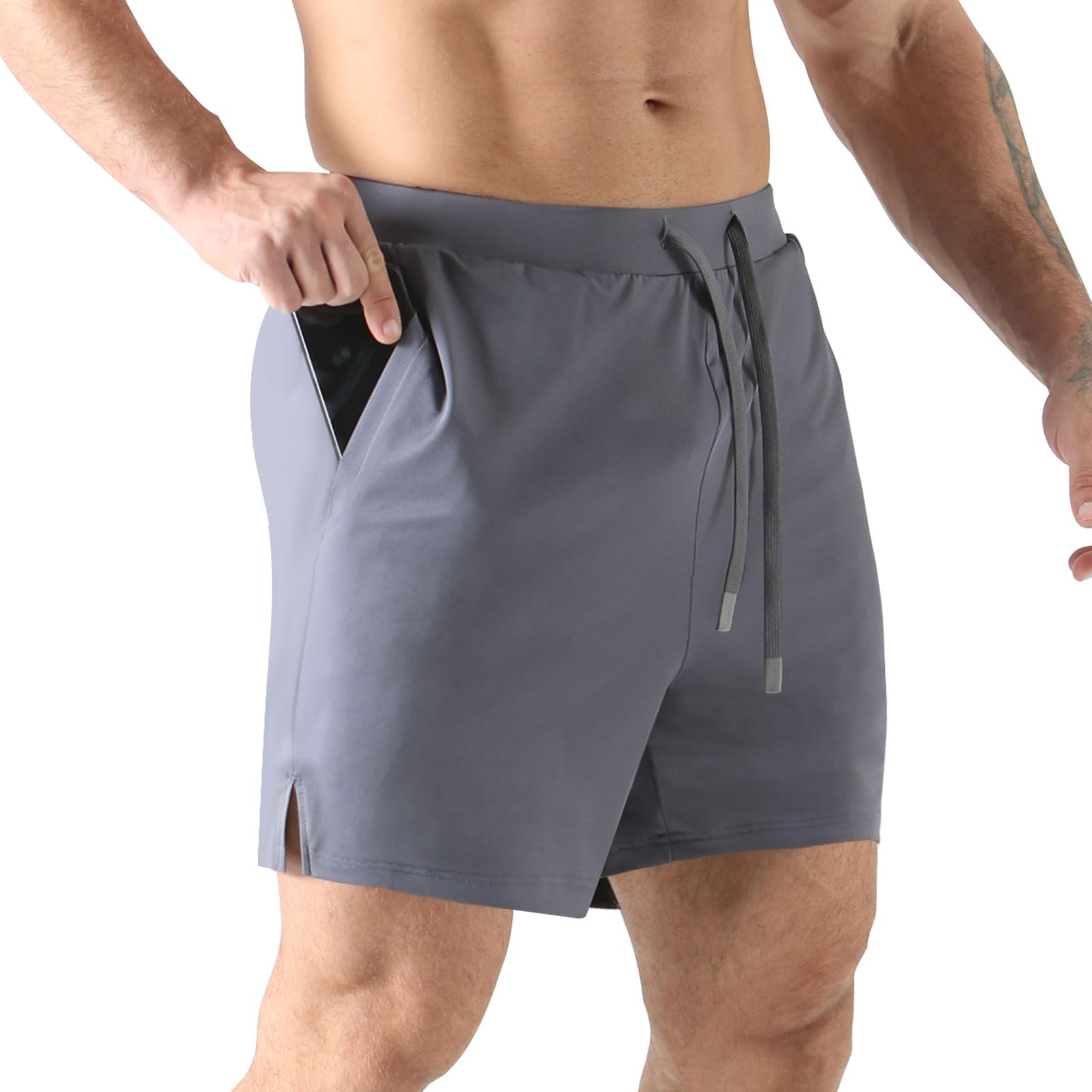 Jupmov Leichte Jogginghose Sport Shorts Herren Kurz 5 Inch mit Reiβverschluss Tasche Elastischer Bund Short Hose
