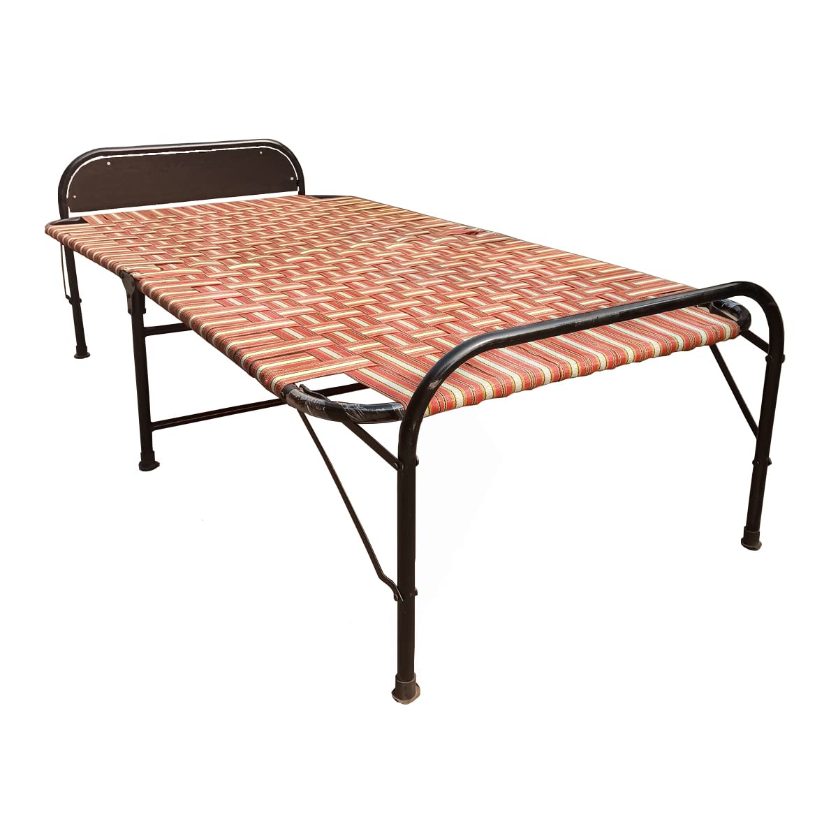 Niwar Folding Metal Single Bed For Sleeping With Bed Head Pillow Support 6 Leg Support Space Saving Cot Portable|Multipurpose|Lightweight (Multicolor, 36"X 72") - Powder Coated