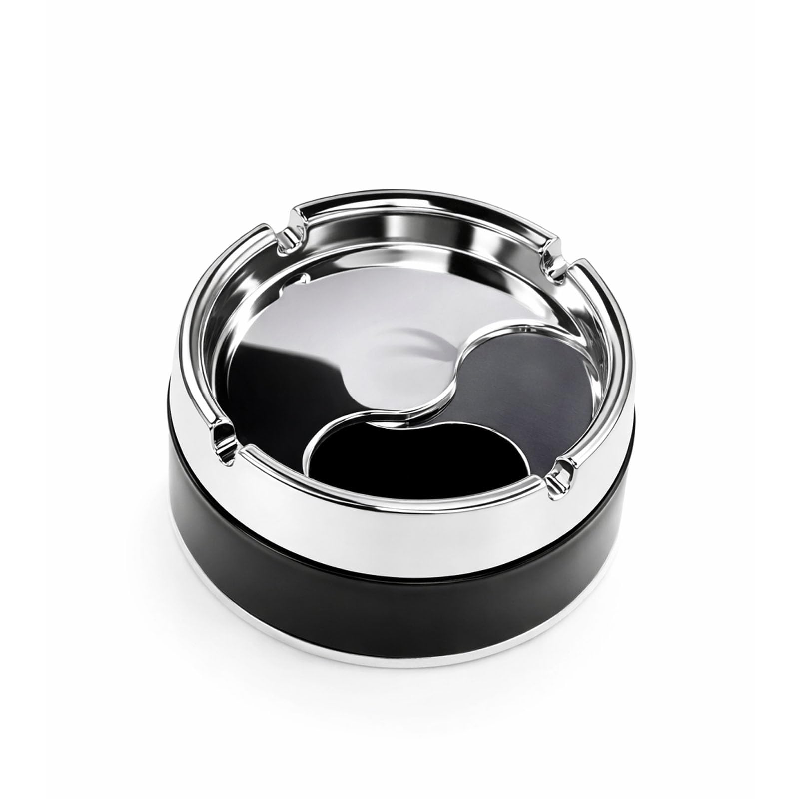 Ashtray with Lid, Windproof Stainless Steel Cigarette Cigar Ashtray, Portable Black Ash Tray for Outside or Indoors
