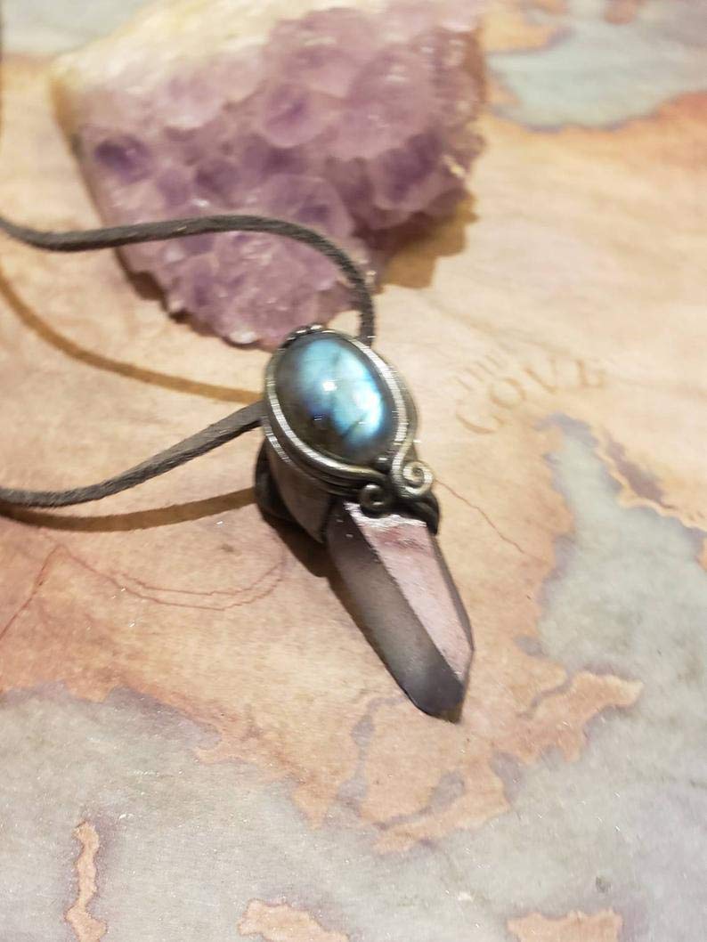 Indigo Children Soul Star child Starseed and Adults Necklace Aqua Aura Quartz Crystal Pendant. Spiritual Metaphyscial Mindfulness Star Children Jewelry Gifts (A)