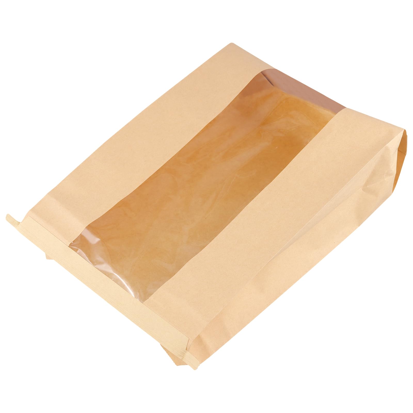 KEILEOHO 100 pezzi 35 x 21 x 9 cm marrone grandi sacchetti per pane con finestra, sacchetti di carta marrone per pane fatto in casa, caramelle, pagnotta, biscotti e regali