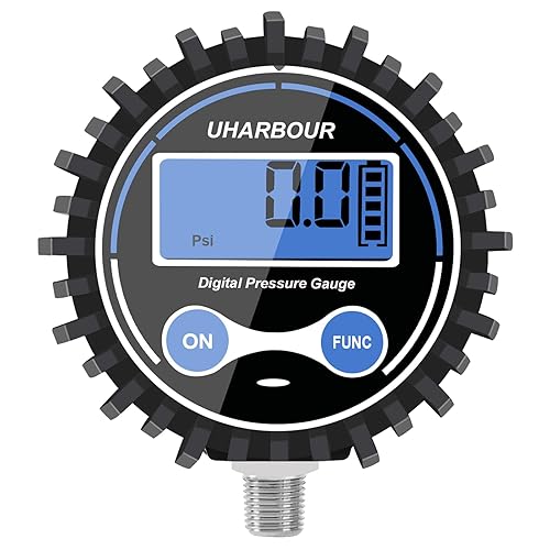 Miniatura 1 de Medidor de presión de aire digital 5-200 PSI Medidor de presión digital 18 pulgadas NPT, tamaño de dial de 2-12 pulgadas, calibre de apagado