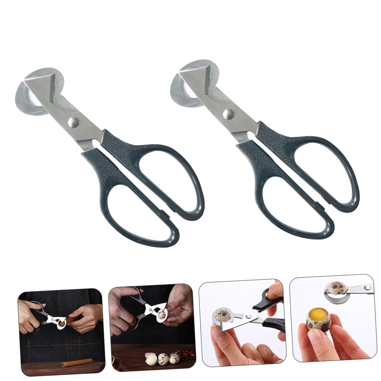Cabilock 4pcs Quail Egg Scissors Black Opener Eggshell Cutting Tool Kitchen Shears