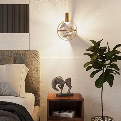 Wakefit Meitner Steel and Crysta Circular LED Hanging Pendant Light, Gold