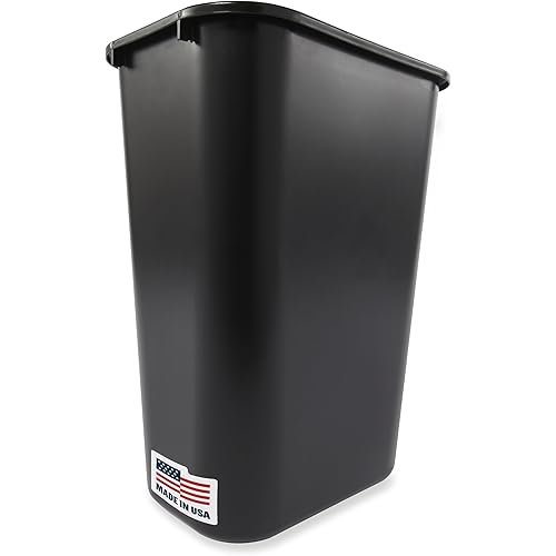 Rubbermaid Commercial Wastebasket Trash Container, 41QT/10.25 GAL, Plastic, Black, Stackable Trash Can for Bedroom/Bathroom/Office, Fits Under Desk/Sink/Cabinet