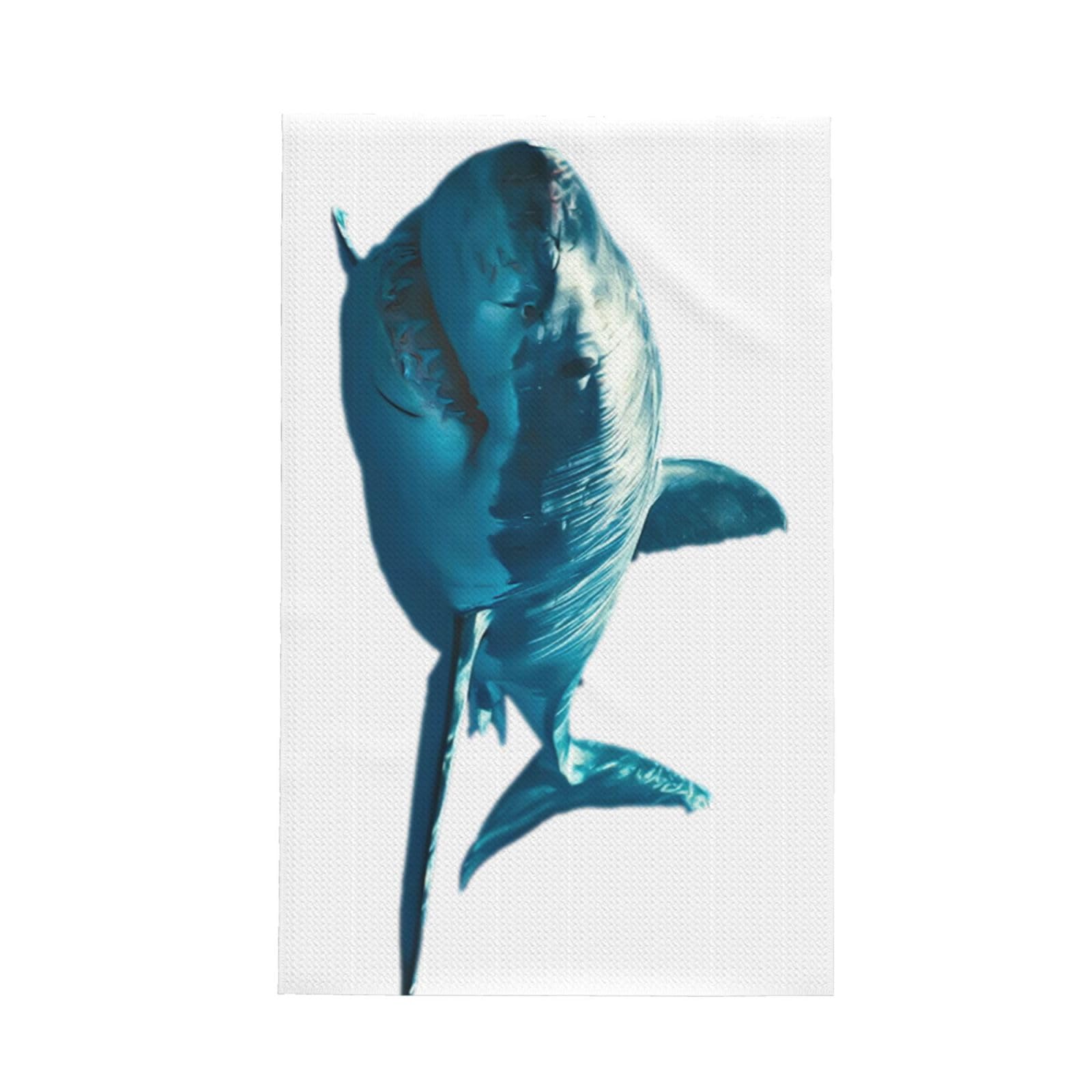 CKGODGF Blue Shark Print Absorbent Waffle Dishcloths,Kitchen Towels With Hanging Loops,Tea Towels.