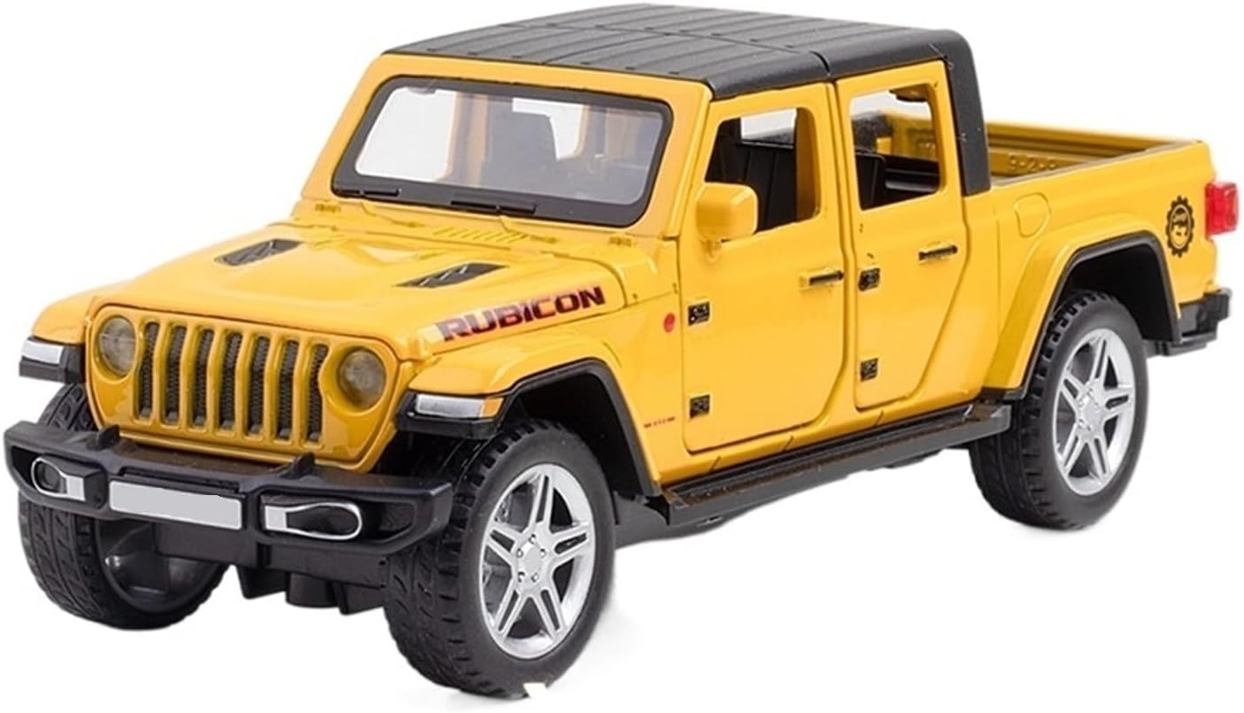 1:32 for Wrangler Rubicon Pickup Alloy Model Car Diecast Metal Vehicles Gifts Toys(Yellow,No Box)