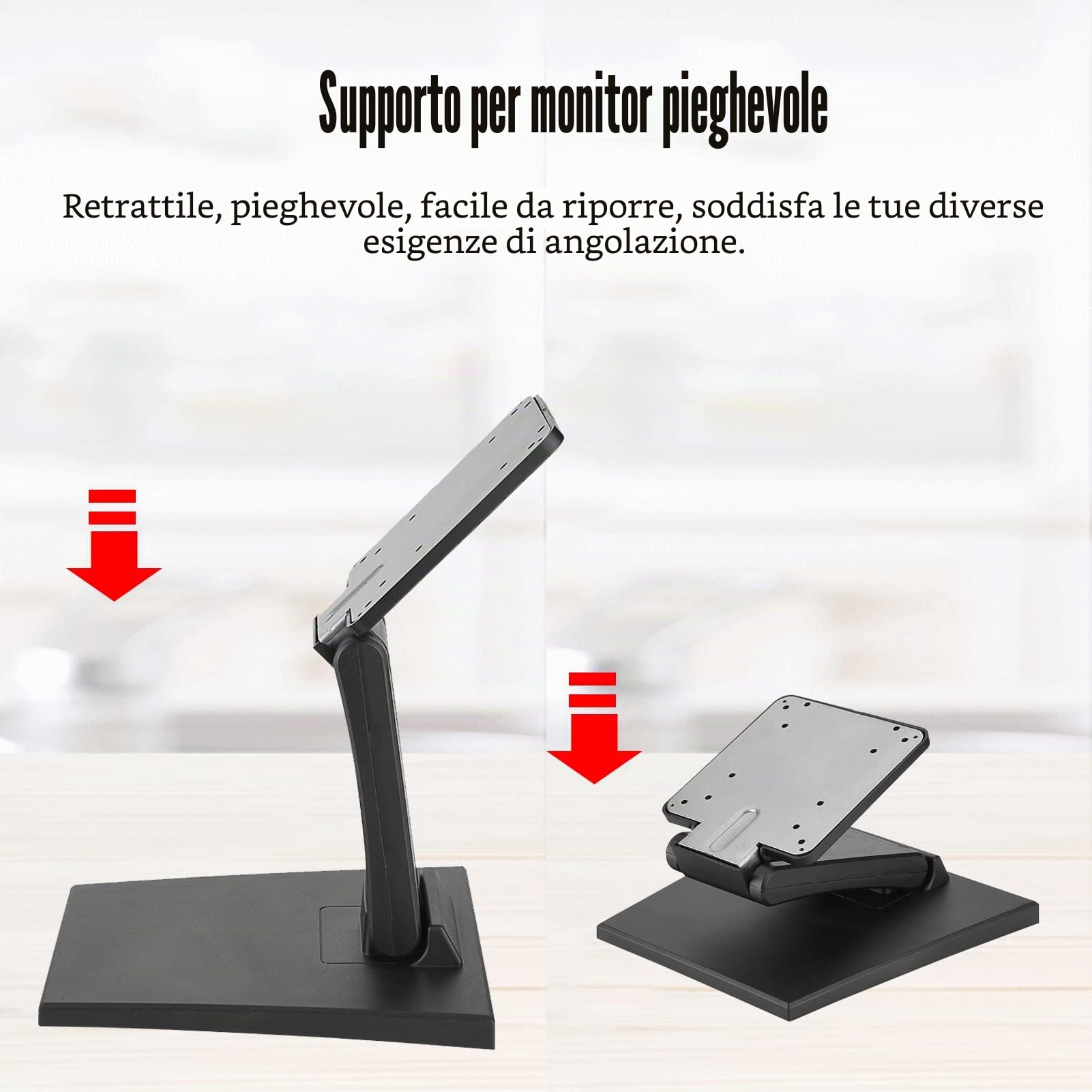 Supporto per Monitor da Scrivania, Supporto per Monitor LCD LED Supporti TV per Schermi Piatti da 10"~24", capacità 10Kg, Supporta VESA, Compatibile con 75x75mm, 100x100mm