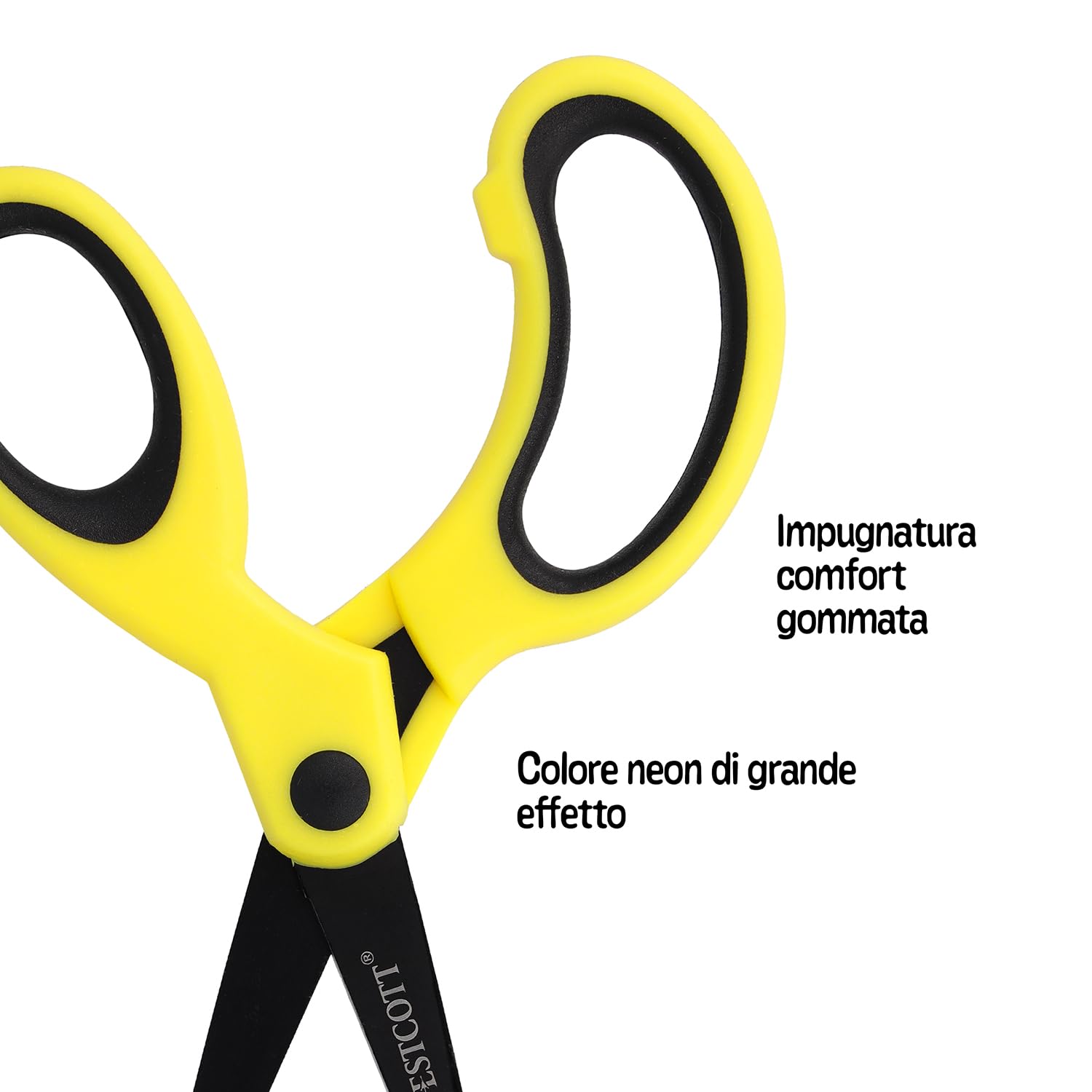 Westcott Forbici per bambini Softgrip giallo neon per destrimani | Forbici con impugnatura ergonomica per bambini in età prescolare | Forbici da bricolage 13 cm (5") | Punta arrotondata | E-21563 00
