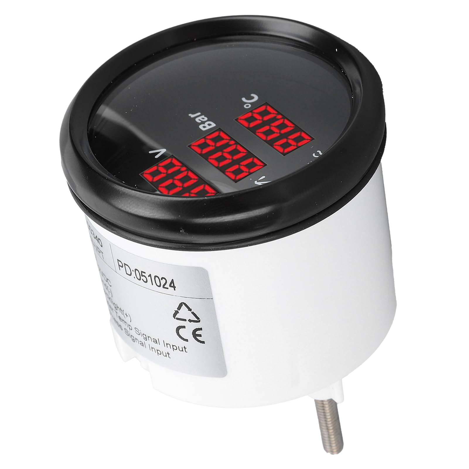 Indicatore Temperatura Acqua Pressione Olio Tensione 52mm Retroilluminazione Rossa Misuratore Digitale Impermeabile Yacht RV 9-32VDC (Quadrante nero lunetta nera)