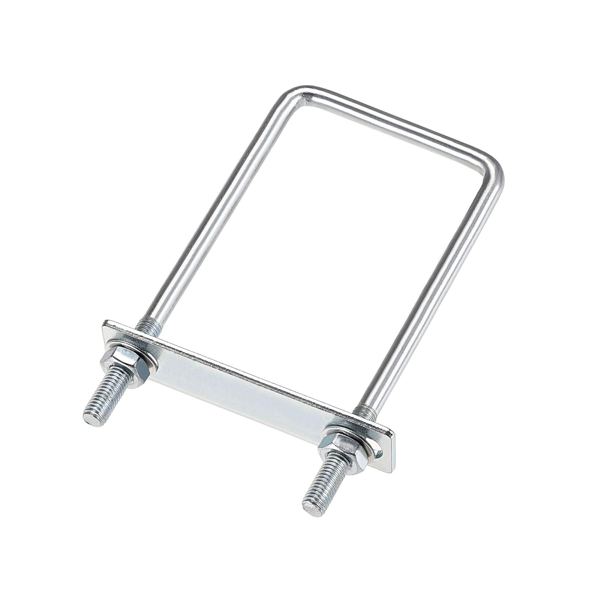 Unifizz Square U-Bolt,2 Set Carton Steel M8 U Bolts 60mm(2-3/8") Inner Width 150mm Length with Nuts and Frame Plate for Automobiles Boat Trailer