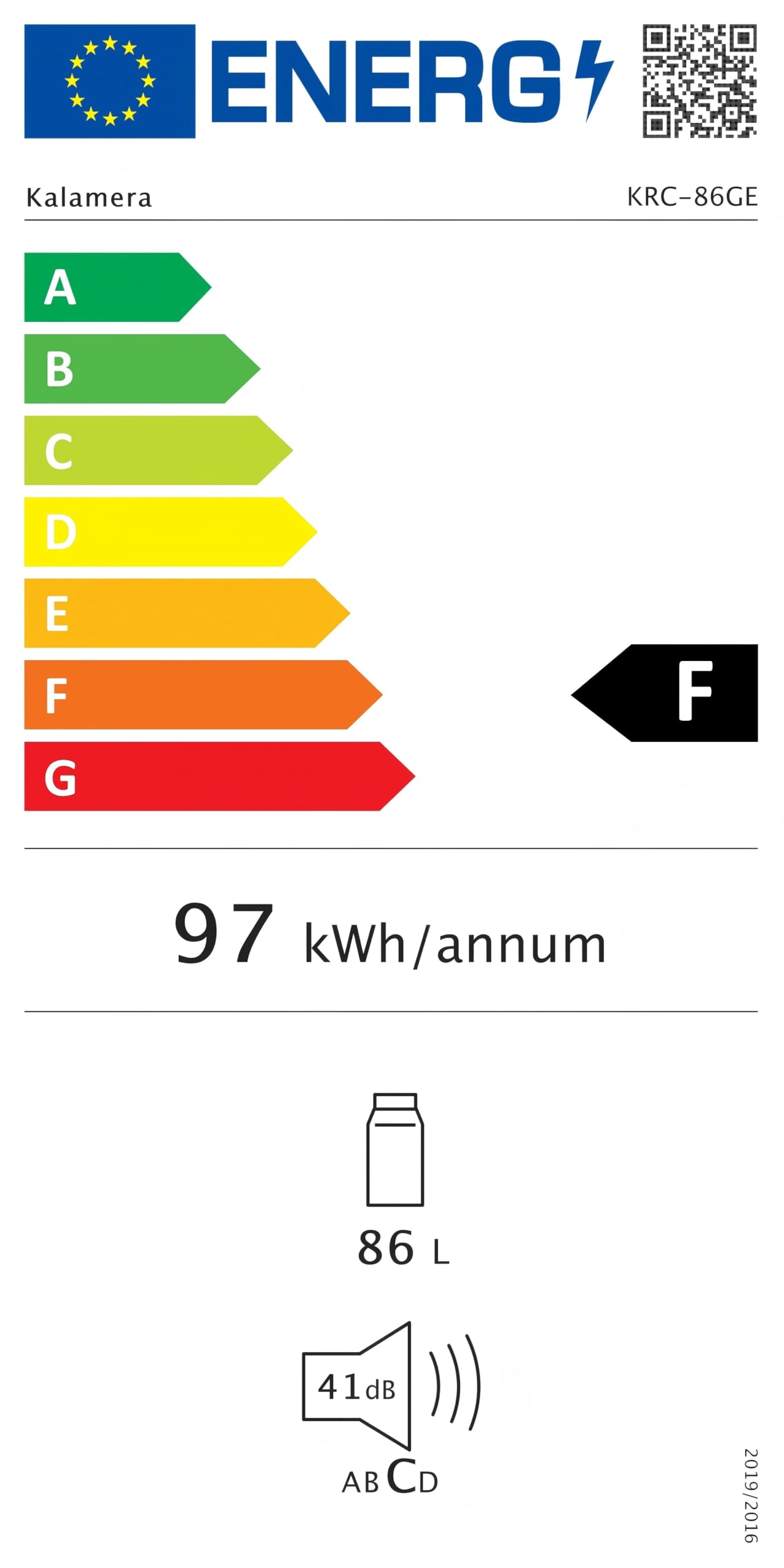 Kalamera KRC-86GE Réfrigérateur à boissons 86 L 3-18°C LED bleu 41 dB