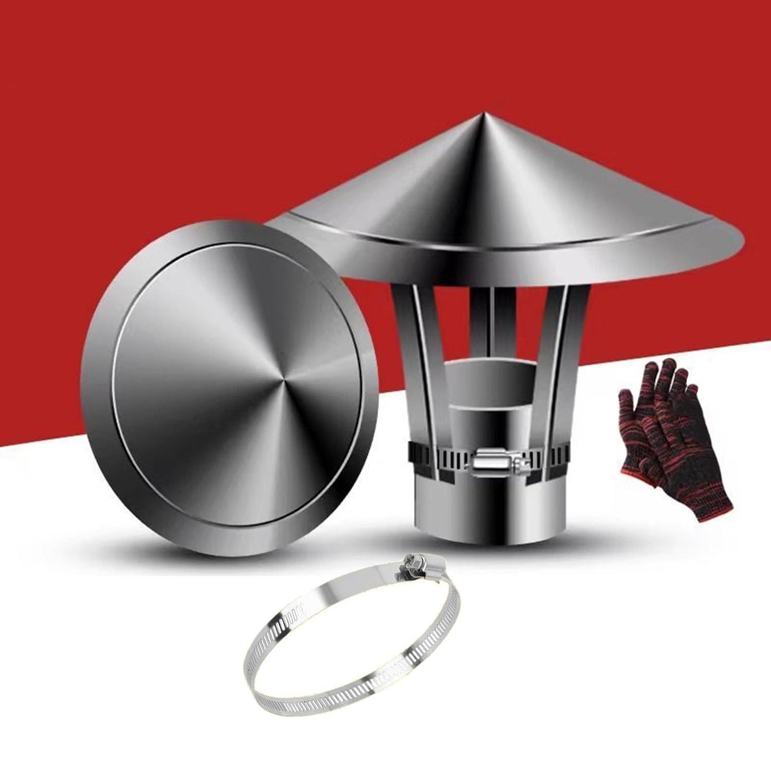 IGNVXMGKP 3 Inch Stainless Steel Chimney Cap, 4 Inch Round Chimney Cover, Outdoor Stove Pipe Topper for Exterior Fireplace Flue, Furnace Vent Adjustable Chimneys Caps(4 in)