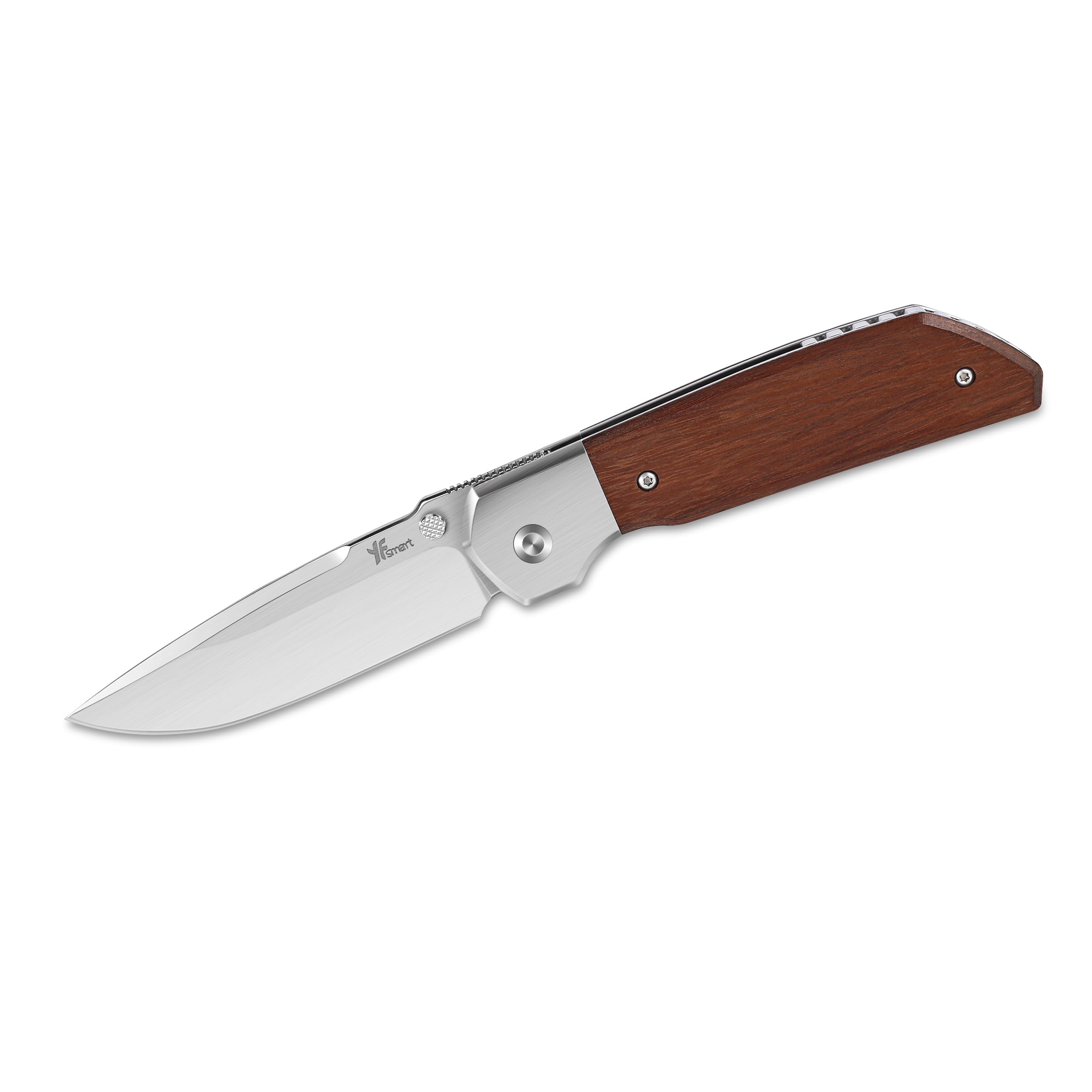 Front-Flipper-Klappmesser, Herrenmesser, D2-Klinge mit hochwertigem Holzgriff und tiefem Taschenclip, Camping-Jagd-Taschenmesser, EDC-Messer-Gentlemen-Folder mit (Groß)